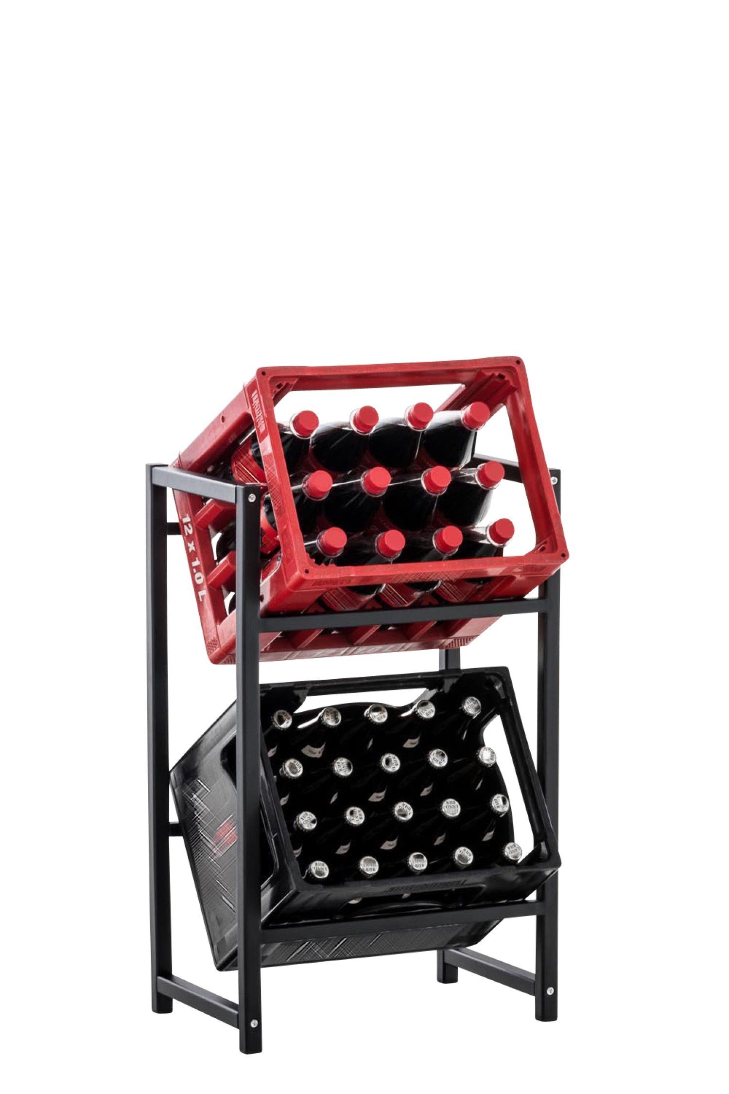 TPFLiving Standregal Getränkekistenständer Lenny - Getränkeregal für 2 Kisten schwarz, Kastenständer für Getränkekisten - Flaschenregal, Getränkekistenregal mit den Maßen (HxB xT): 75 x 47 x 31 cm