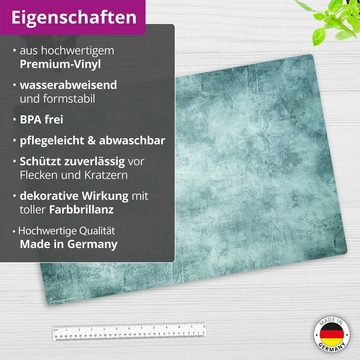 cover-your-desk.de Schreibtischunterlage abwaschbar - türkis-blaue Kunst - premium Vinyl - Made in Germany