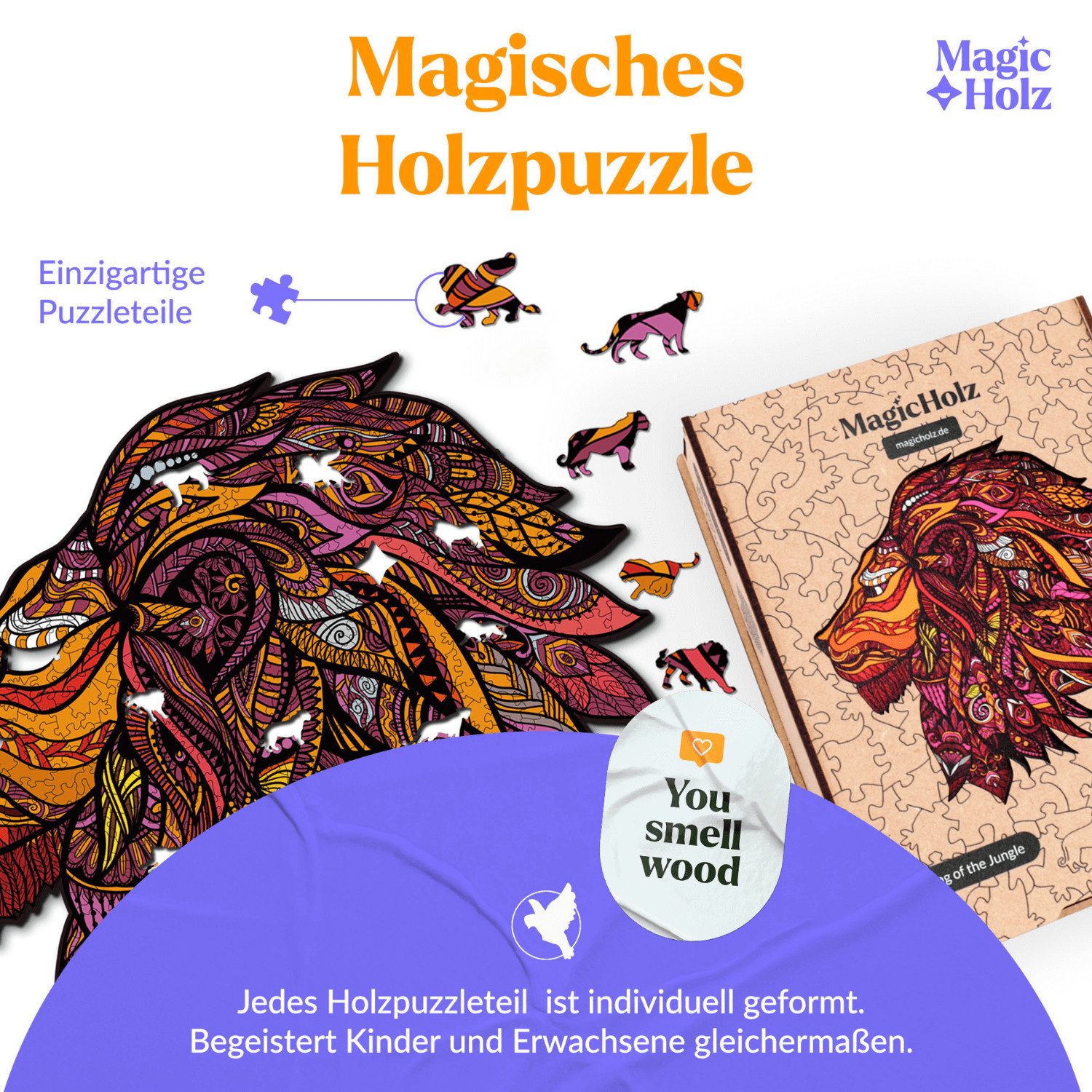 MagicHolz Puzzle MagicHolz König des Dschungels Löwe Holzpuzzle, Puzzleteil günstig online kaufen