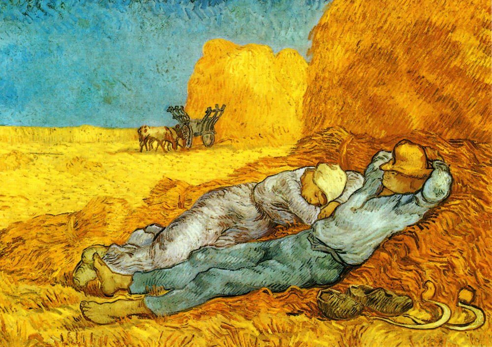Postkarte Kunstkarte Vincent van Gogh "Die Mittagsruhe, Ausschnitt"