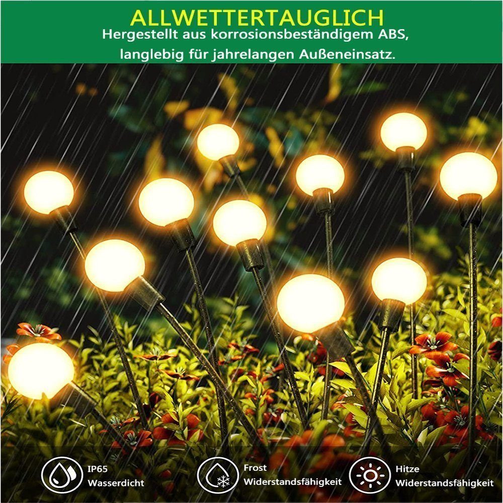 LANOR LED Solarleuchte Solar-Gartendeko Warmes Wegbeleuchtung, Licht Lichter, Glühwürmchen - Stück) 8 Lichter (2