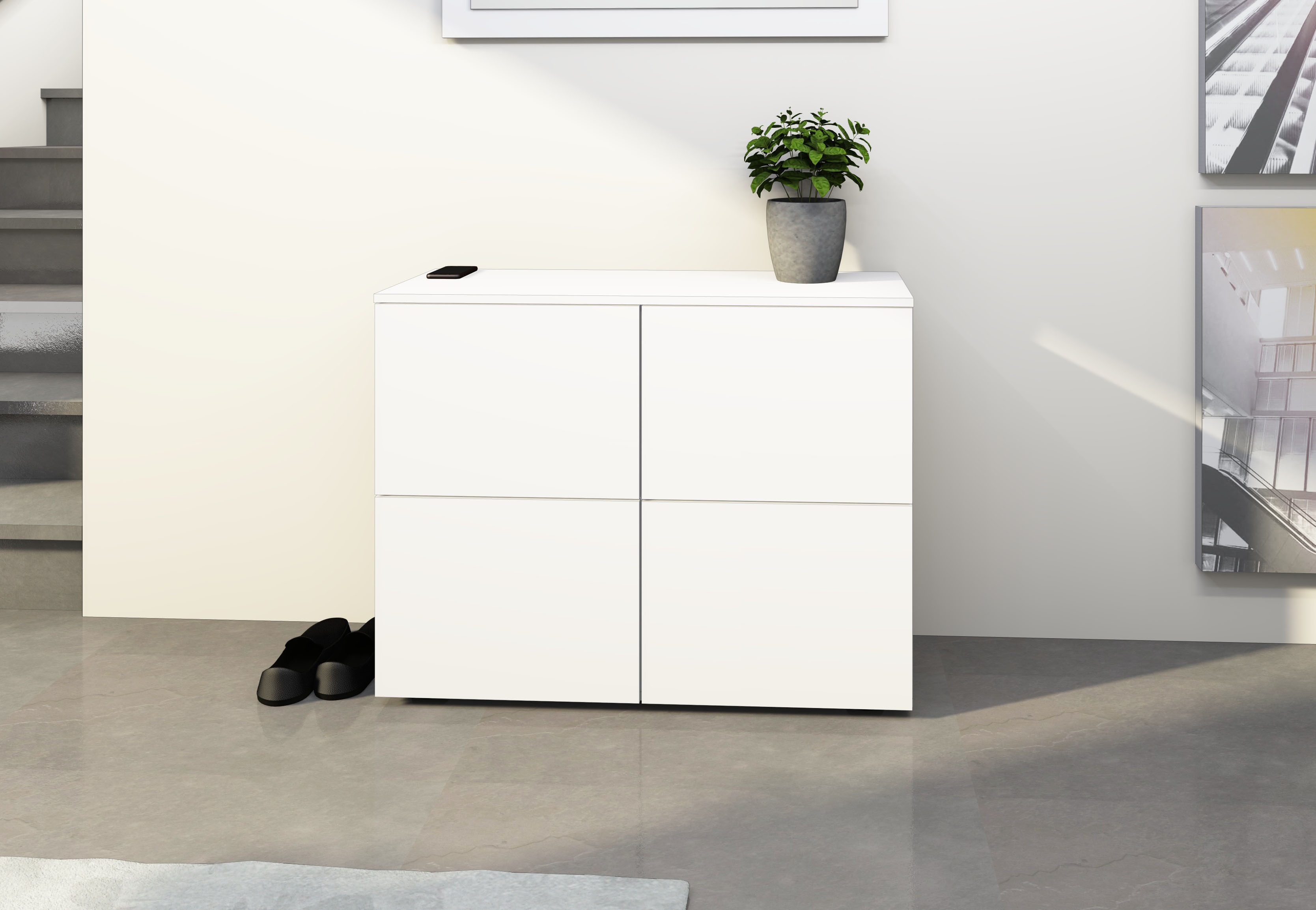 borchardt Möbel Kommode Rova, Sideboard mit 4 Türen, Praktische Push-to-open-Funktion, verstellbare Böden, Breite 93 cm