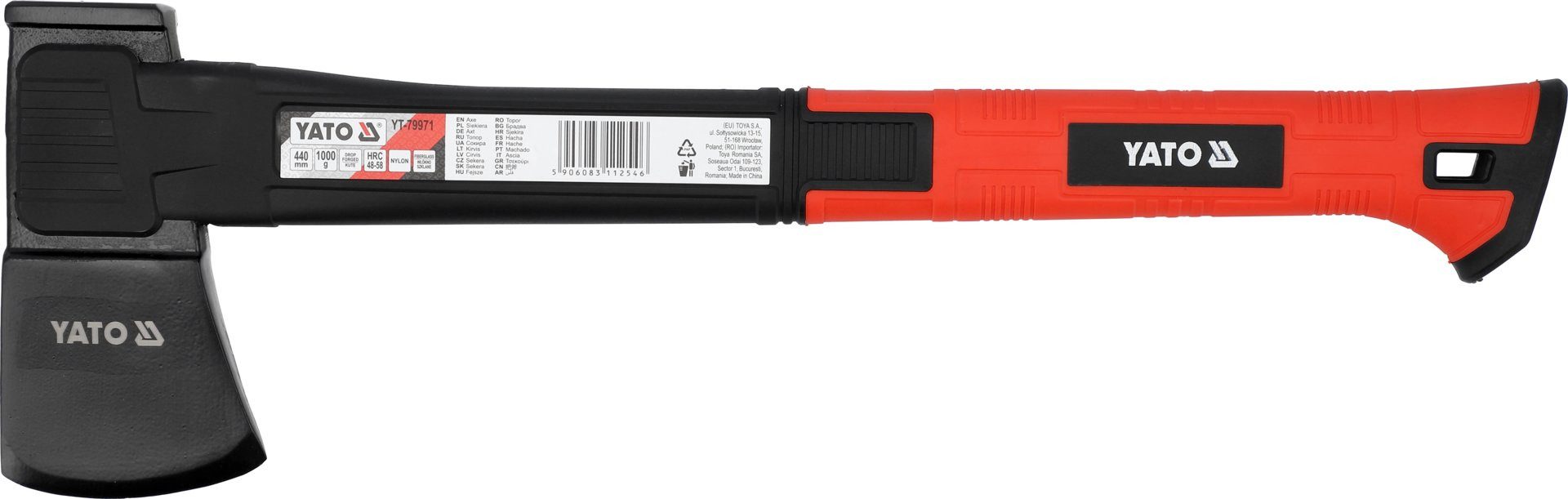 Yato Axt Zimmermannsaxt 1000 g mit Kompositstiel, 47 cm Länge