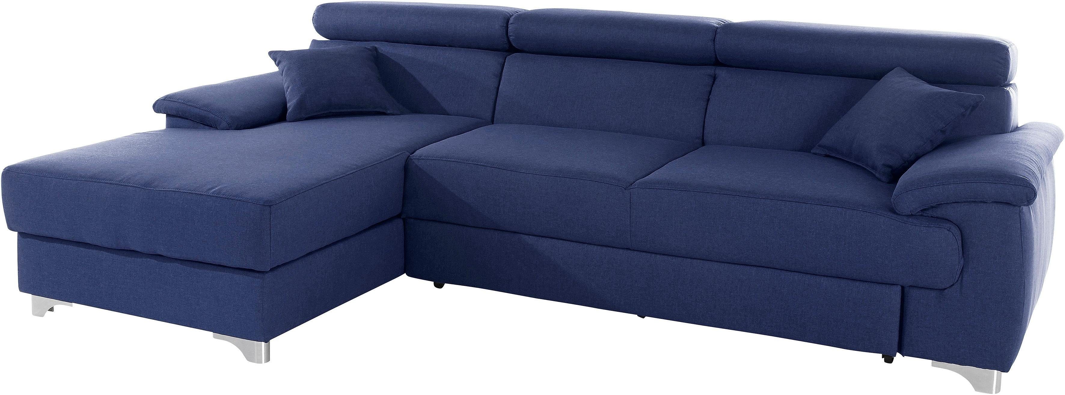 DOMO collection Ecksofa Mira, inklusive Kopfteilverstellung für mehr Wohlfühlkomfort, L-Form, wahlweise mit Bettfunktion und Bettkasten, elegant und modern