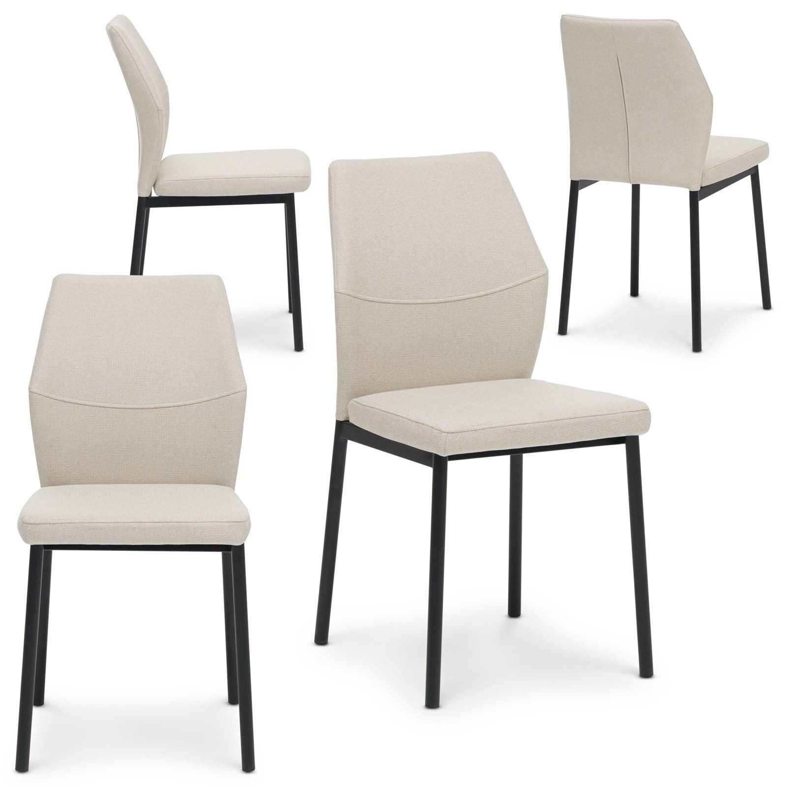 IDIMEX Esszimmerstuhl VANORA (4 St), Polsterstühle 4er Set mit Stoffbezug und Mestallgestell Beige