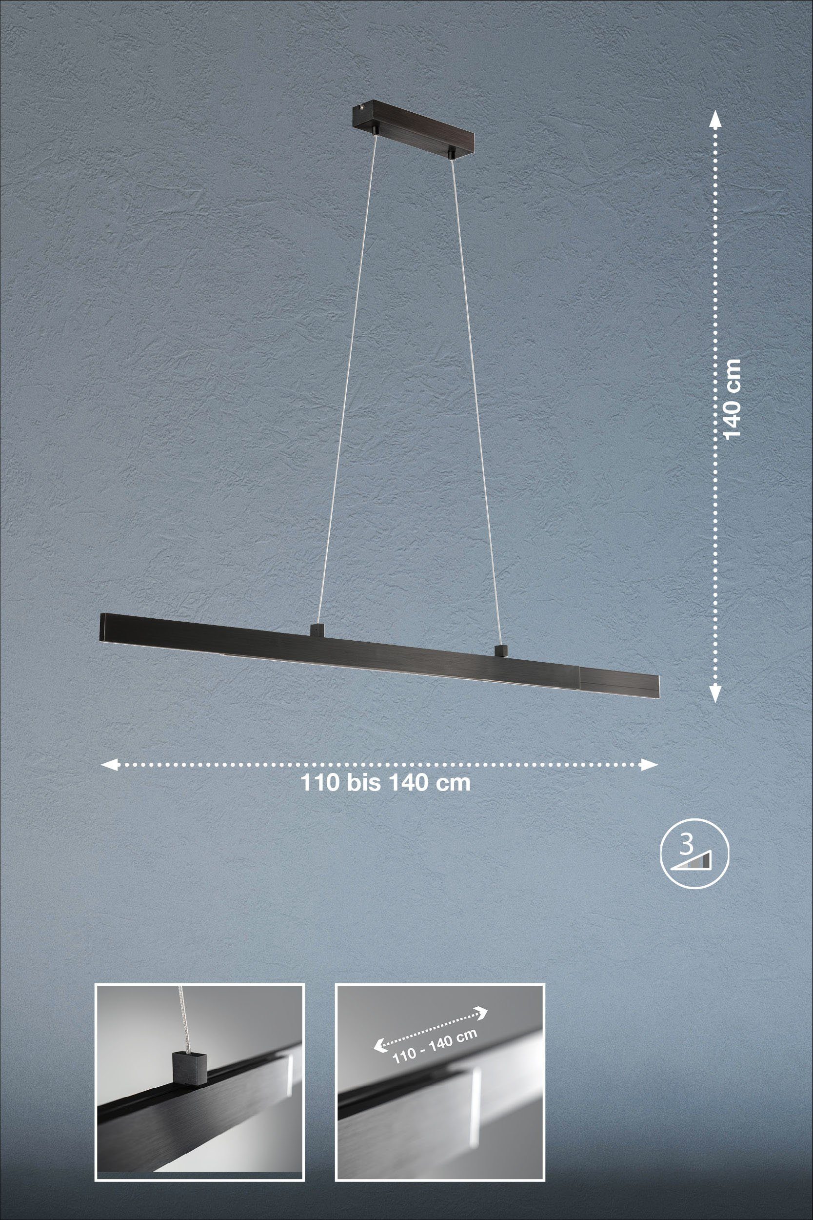 FISCHER & HONSEL LED Pendelleuchte Orell, Warmweiß integriert, Dimmfunktion, LED fest