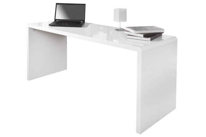Licht-Erlebnisse Schreibtisch VELOINNE, Schmaler Schreibtisch Weiß 160x75x60cm Modern vielseitig PC Tisch
