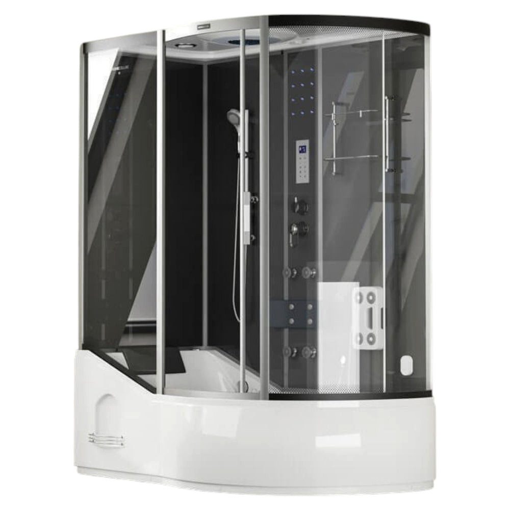 DEKO VERTRIEB BAYERN Dampfdusche XXL Luxus LED Dampfdusche inkl. Whirlpool 170x90 +Radio Black rechts