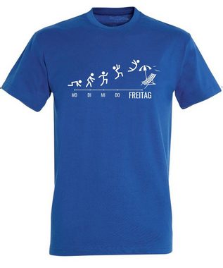 MyDesign24 T-Shirt Herren Fun Print Shirt - Wochentage mit Strichmännchen Baumwollshirt mit Aufdruck Regular Fit, i309