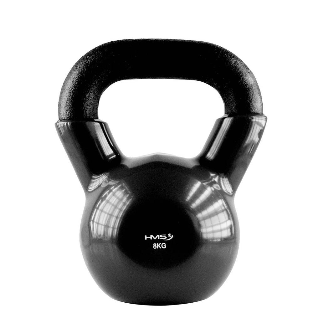 HMS Kettlebell Kugelhantel Schwunghantel Krafttraining, (Spar-Set), Gusseisen, Vinylmantel, flache Standfläche