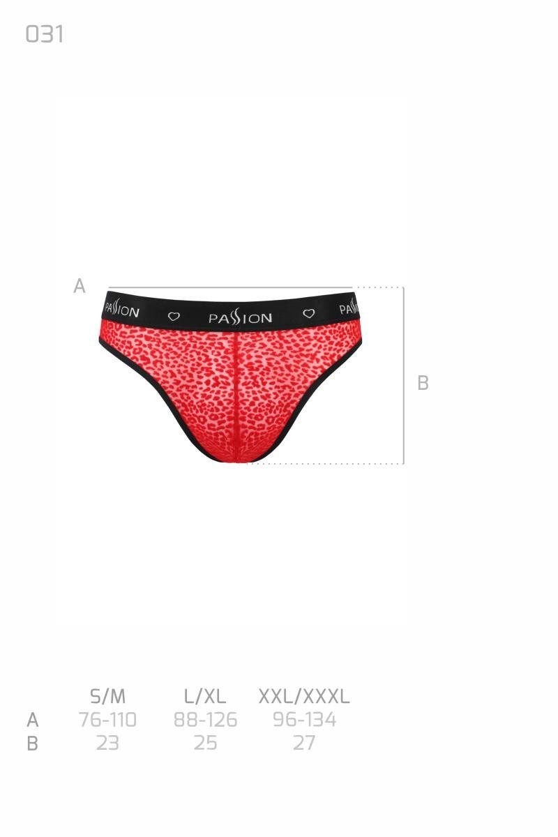 Passion Menswear Slip Roter Männer Slip transparent aus feinem Netzmaterial mit Samt-Print H