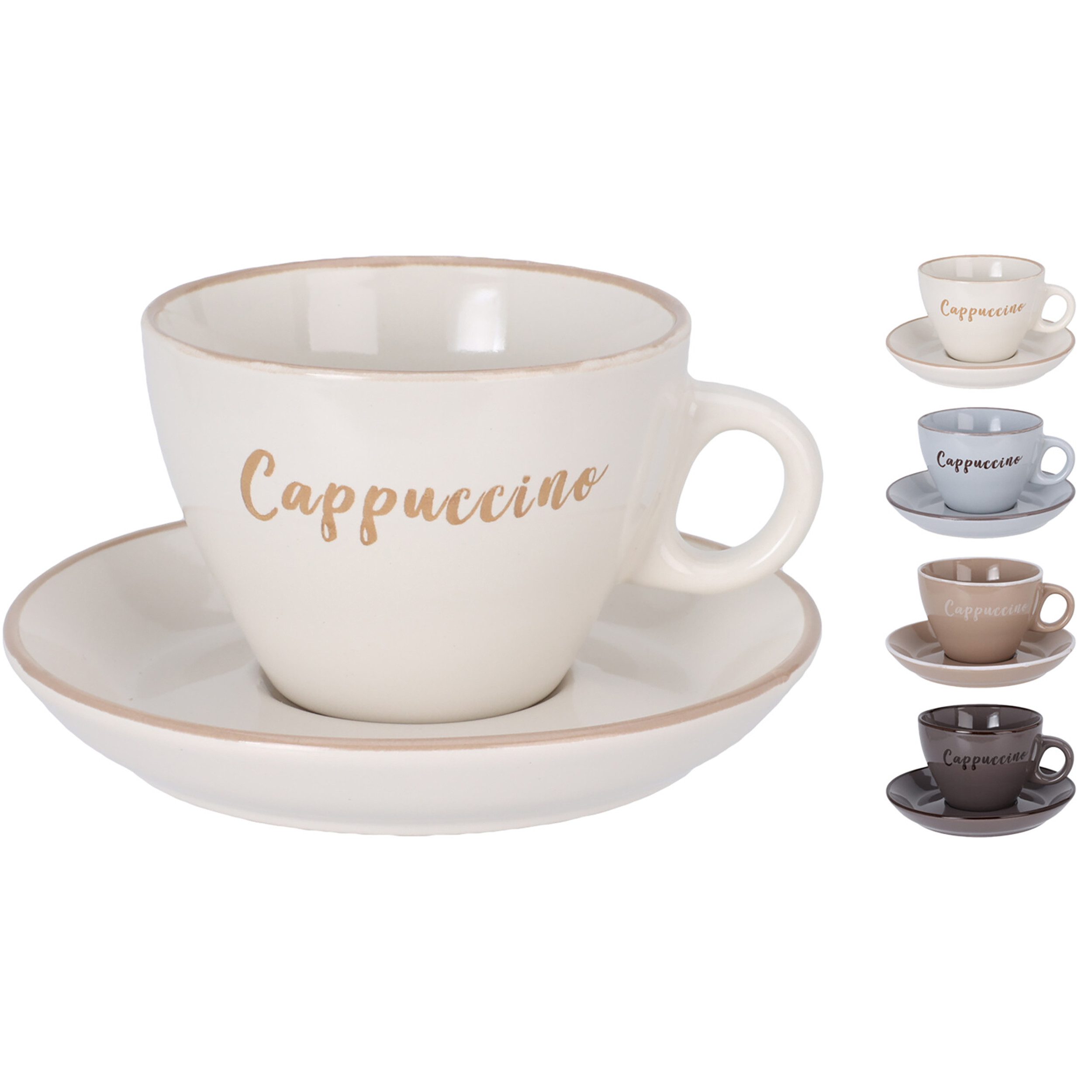 Annastore Espressotasse 4-tlg. Set Kaffeetassen mit Unterteller aus Keramik Cappuccino-Tassen, Espressotassen, Spülmaschinengeeignet