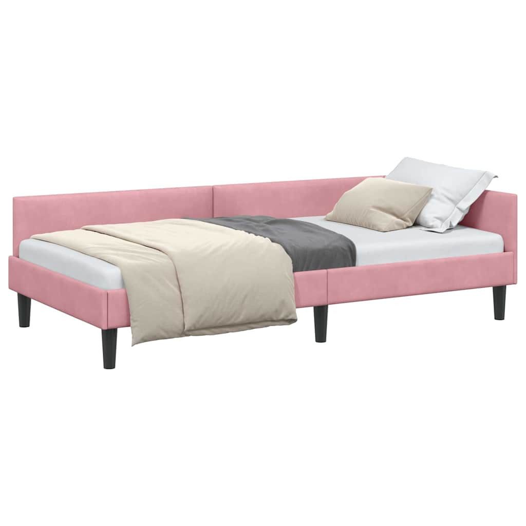 vidaXL Bett Eckbettgestell mit Kopfteil Rosa 80 cm x 200 cm Samt (1-tlg) günstig online kaufen