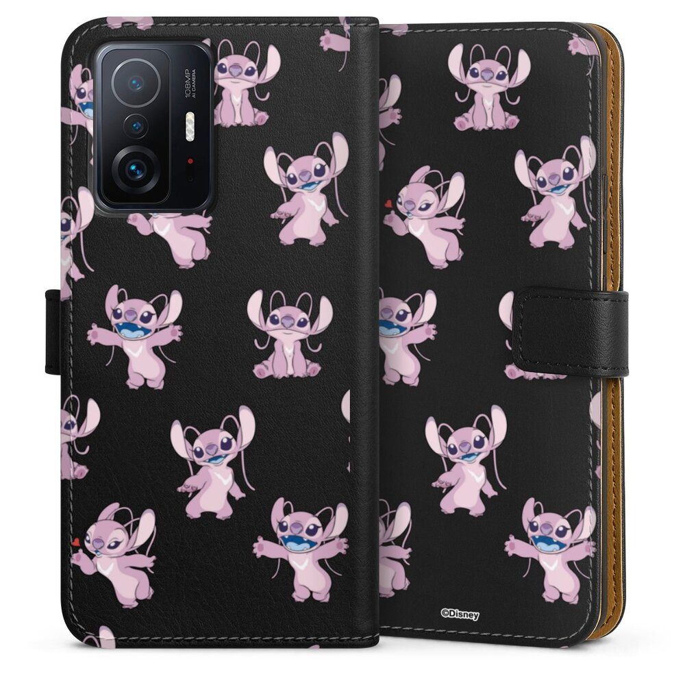 DeinDesign Handyhülle Lilo & Stitch Engel Disney Angel Faces Pattern Transparent, Xiaomi 11T Pro 5G Hülle Flip Case Klapphülle Handytasche Leder