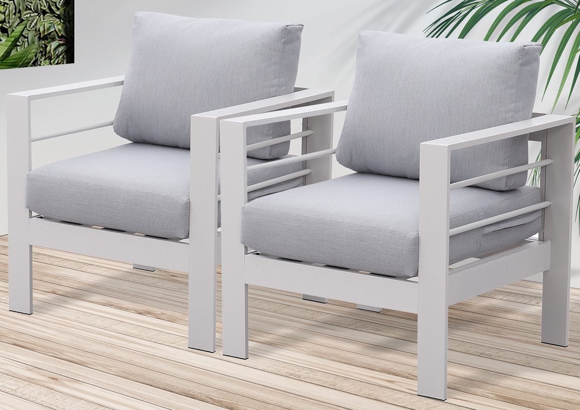 MeXo Gartenlounge-Set Gartenmöbel Set Aluminium Loungeset für Terrasse Balkon, (Set, 4-tlg., 1×2-Sitzer Sofa, 2×Sessel, 1×Tisch, 8×Auflagen), wetterfest Sitzgruppe Essgruppe Gartengarnitur für 3-4 Personen