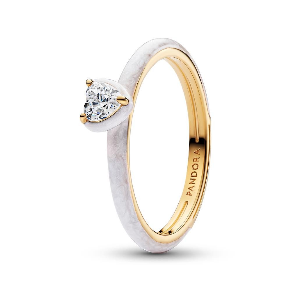 Fingerring Chakra Herz Damenring, IP Gold, Zirkonia, Emaille von PANDORA