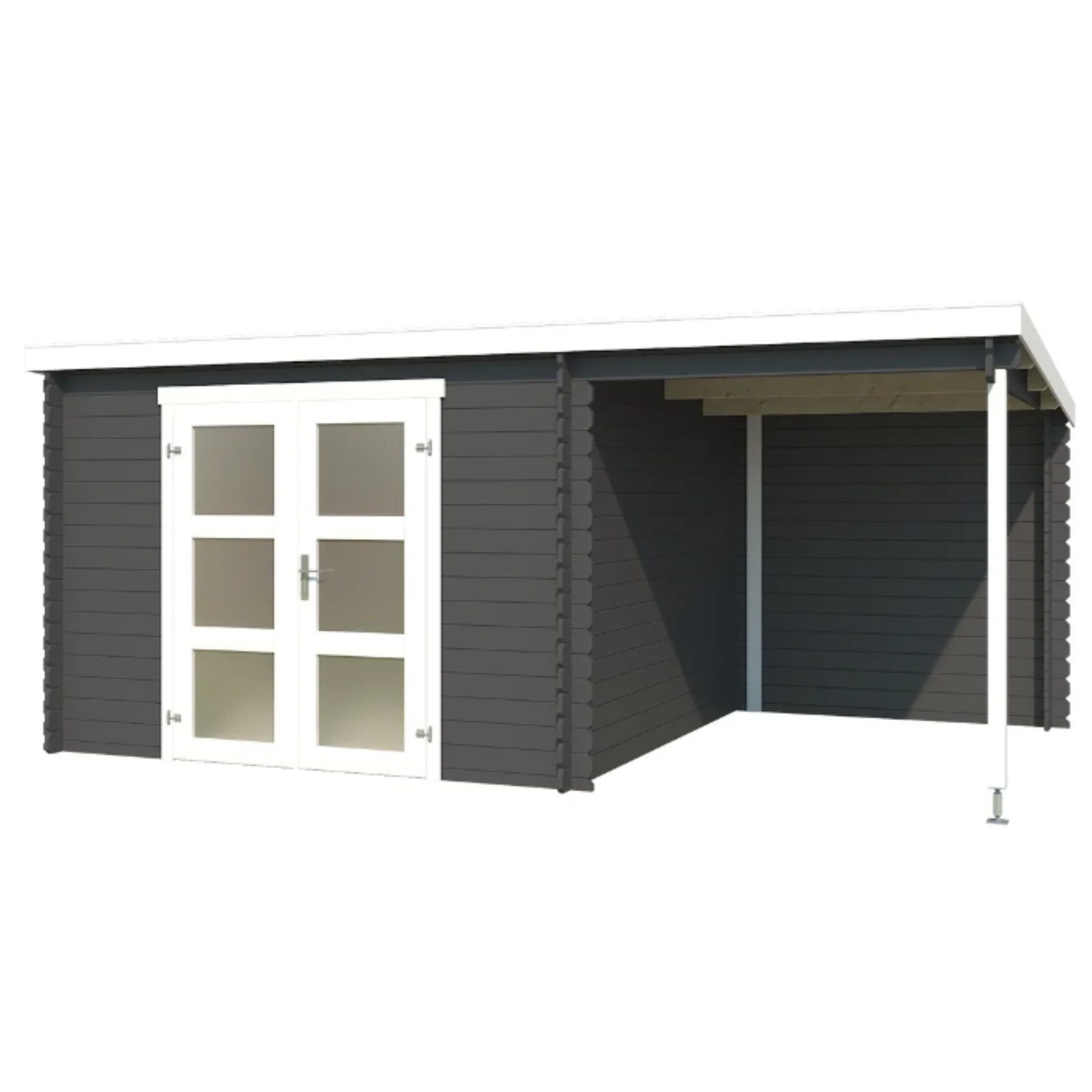 LASITA MAJA Gartenhaus Gartenhaus Blockbohlenhaus, Geräteschuppen, Gartenhütte,Holzhaus, BxT: 501x319 cm, Wetterfest, langlebig und in elegantem Carbongrau behandelt