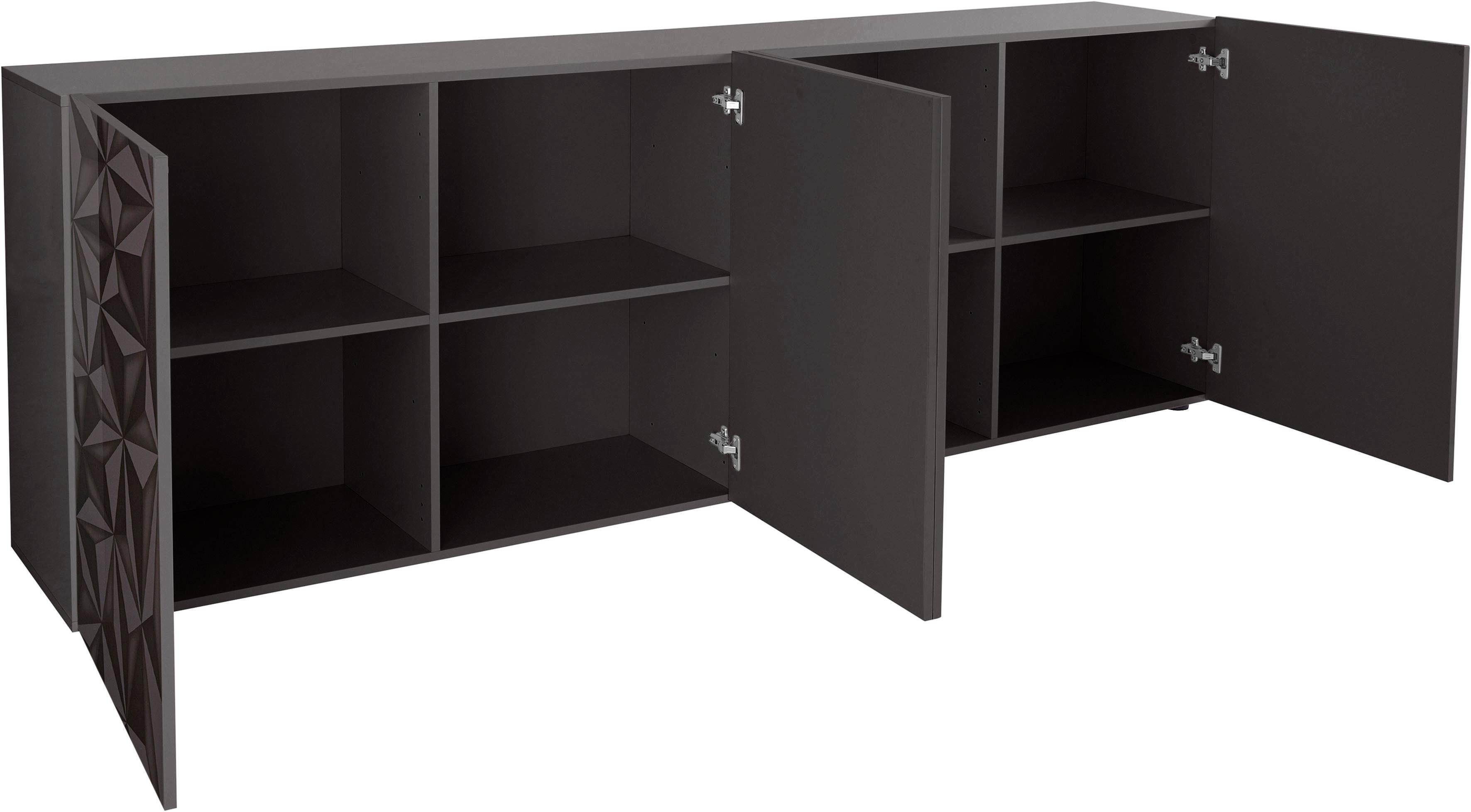 Home affaire Sideboard Prisma Breite 241, Kommode 4 Türen, Anrichte, Front mit elegantem Siebdruck, grifflos, viel Stauraum