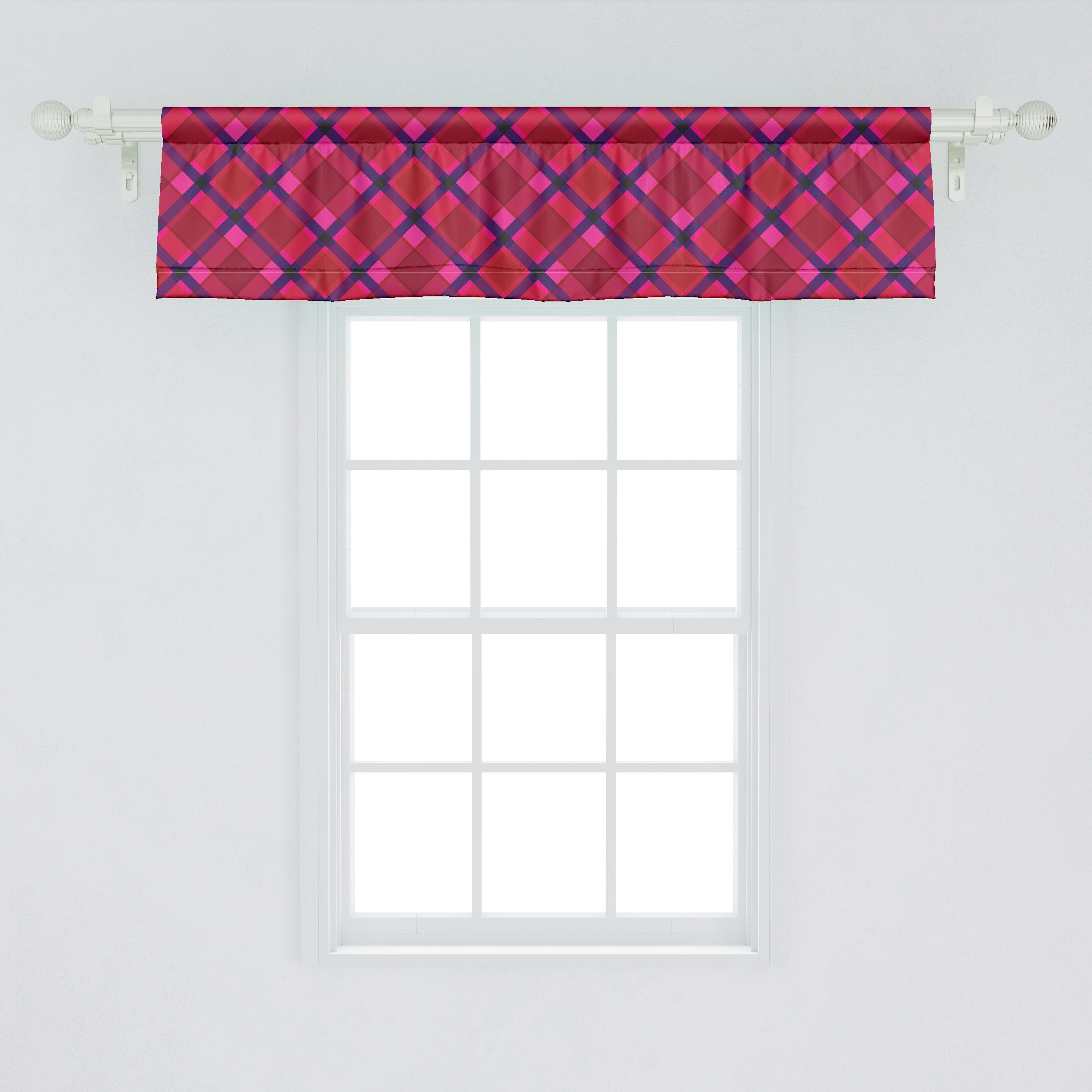 Dekor karierte Küche Diagonale Kunst mit Scheibengardine Volant Stangentasche, für Vorhang Schlafzimmer Abakuhaus, Plaid Retro Microfaser,