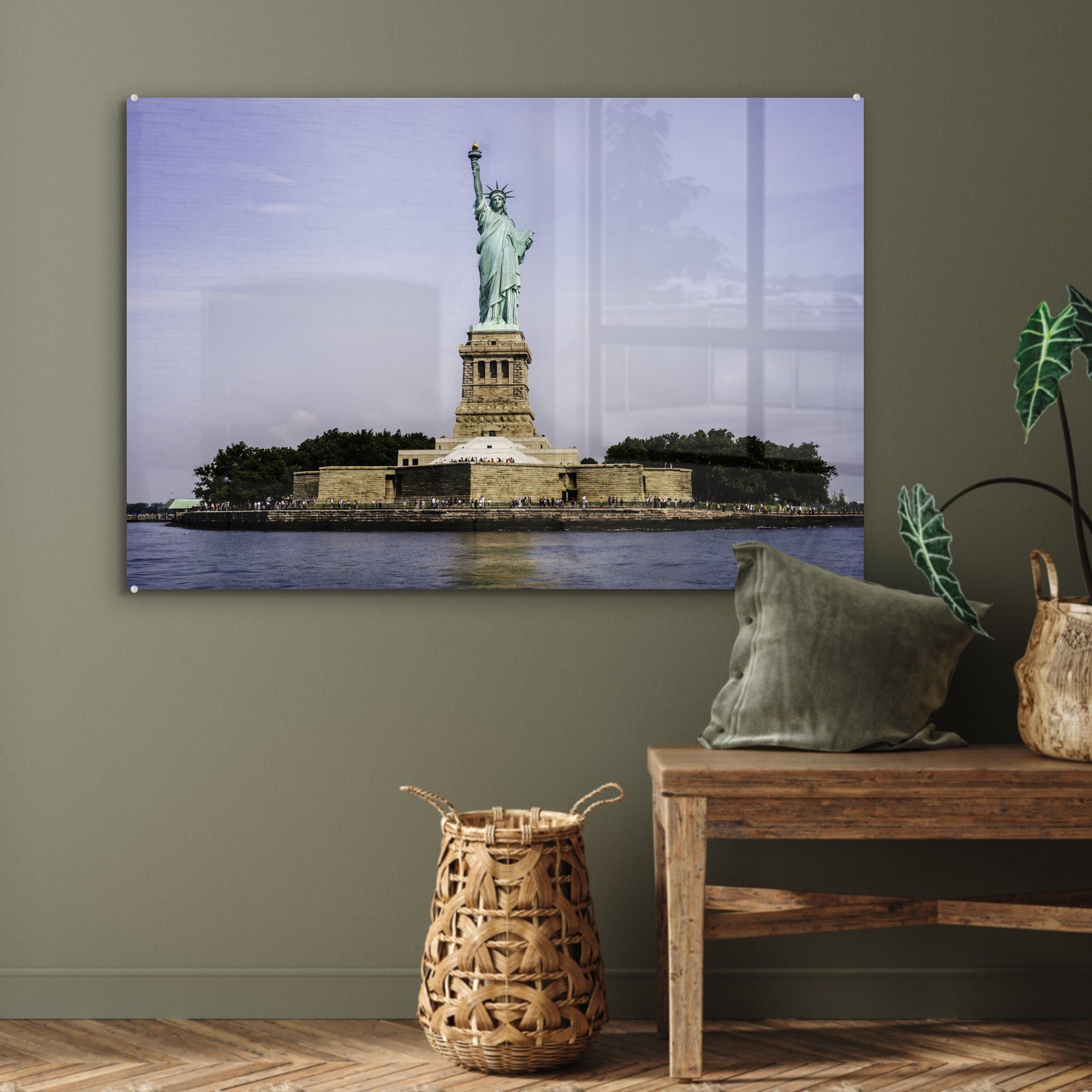 MuchoWow York, Island Wohnzimmer Liberty New Schlafzimmer auf (1 & St), Die Freiheitsstatue Acrylglasbild Acrylglasbilder amerikanische