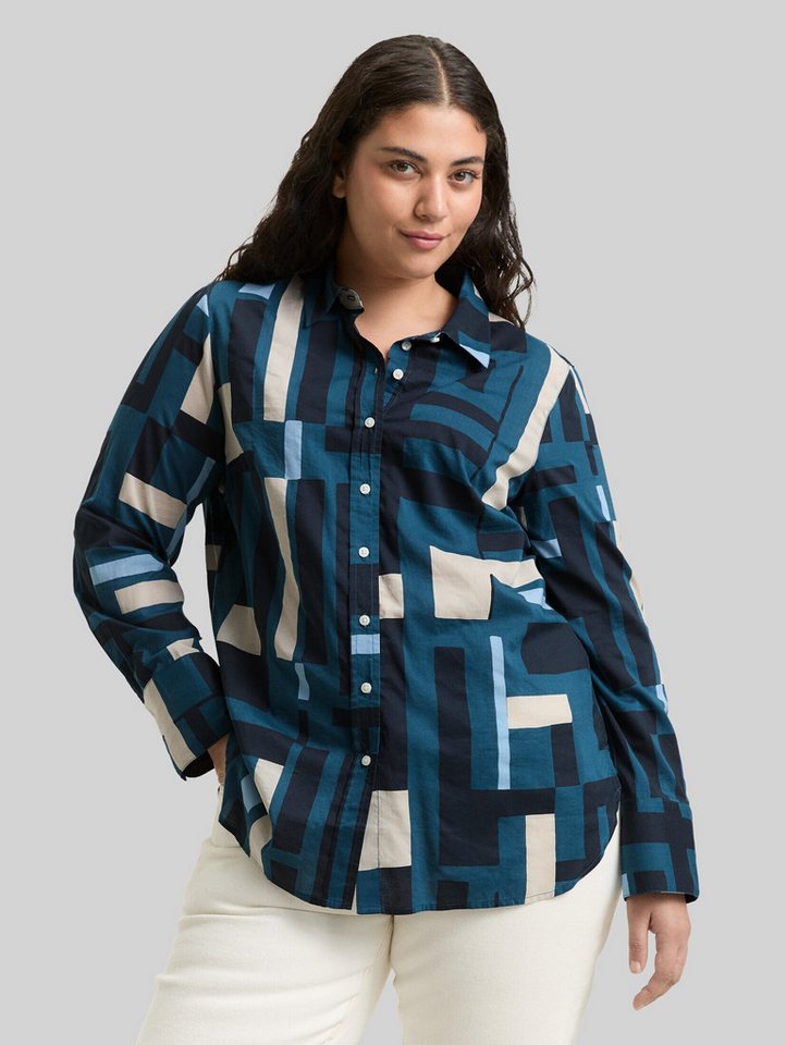 TOM TAILOR PLUS Langarmbluse Blusen & Shirts Plus Size - Hemdbluse mit Muster