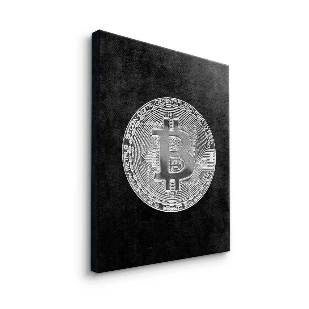 Bitcoin Motivation - Crypto - Black - Premium goldener Trading Bitcoin, DOTCOMCANVAS® Black Leinwandbild - Leinwandbild Rahmen