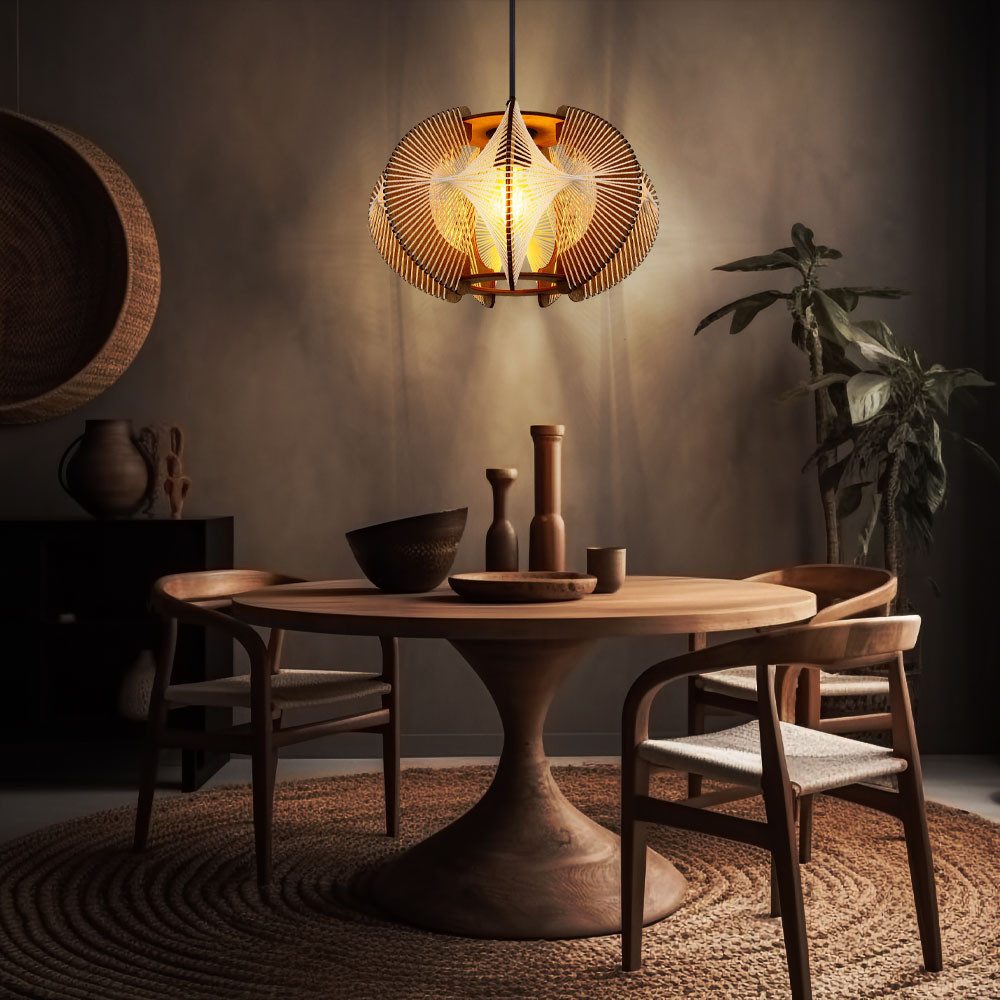 NOWA LED-Hängeleuchte, Leuchtmittel inklusive, Warmweiß, Pendelleuchte Hängelampe Holzoptik Esszimmerleuchte LED D 34 cm
