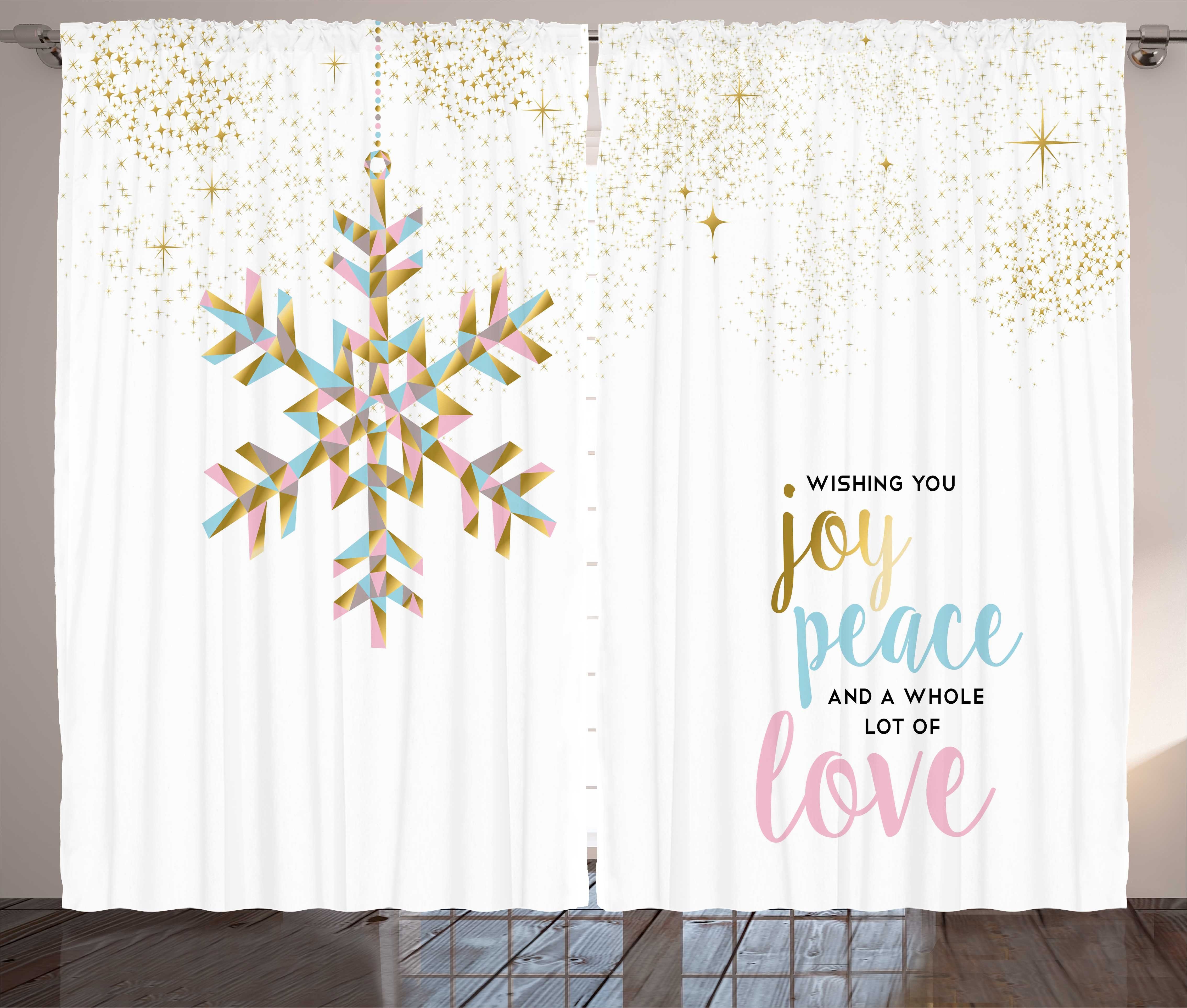 Gardine Schlafzimmer Kräuselband Vorhang mit Schlaufen und Haken, Abakuhaus, Freude Weihnachtsschneeflocke-Liebe