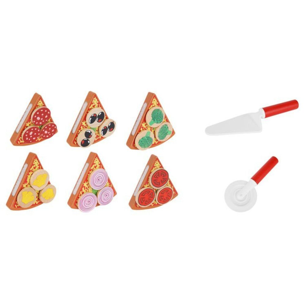 ISO TRADE Lernspielzeug Holzpizza (Pizza Set Zubehör aus Holz, 9-St., Kinde günstig online kaufen