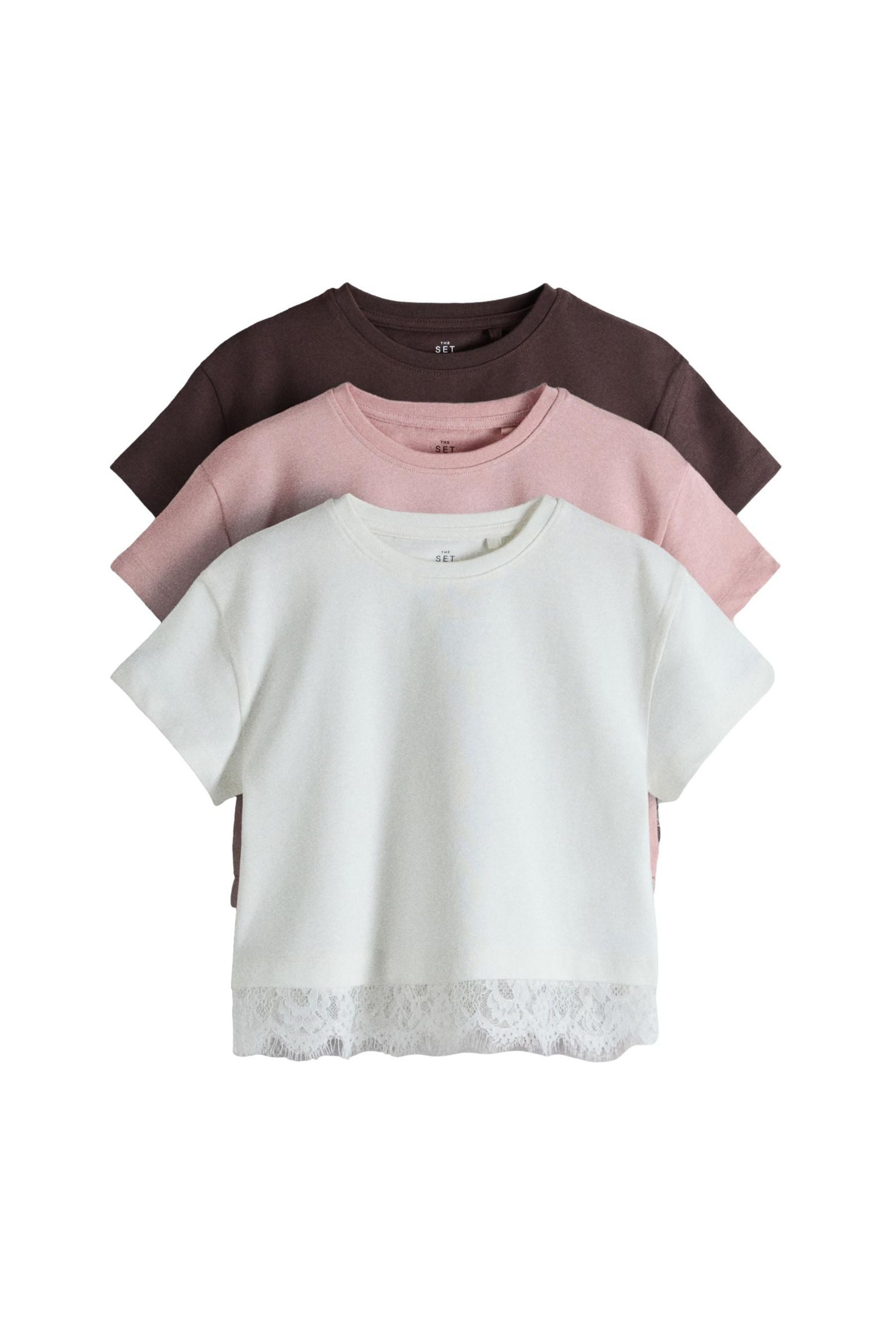 T-Shirt The Set Spitzen-T-Shirt, 3er-Pack