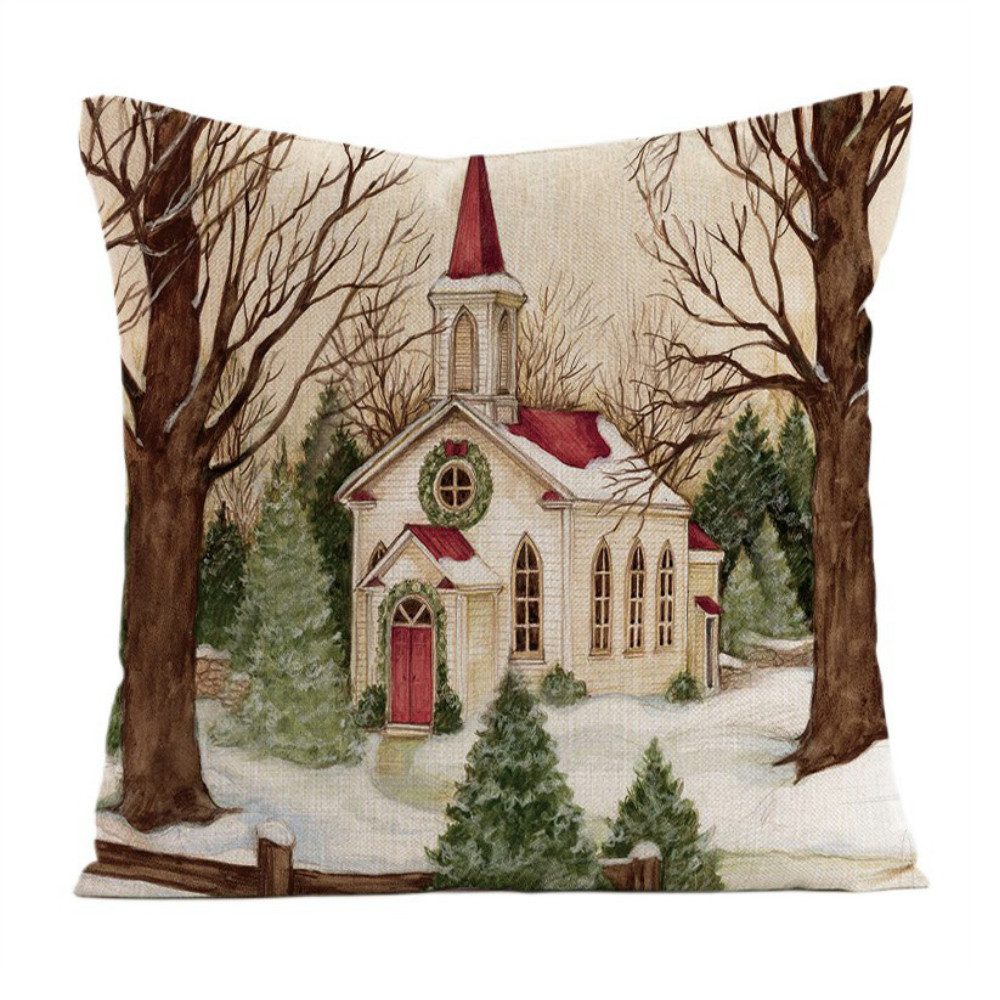 WS-Trend Kissenbezug Weihnachten X-Mas Kapelle Kissenbezug Dekokissen 45x45 günstig online kaufen
