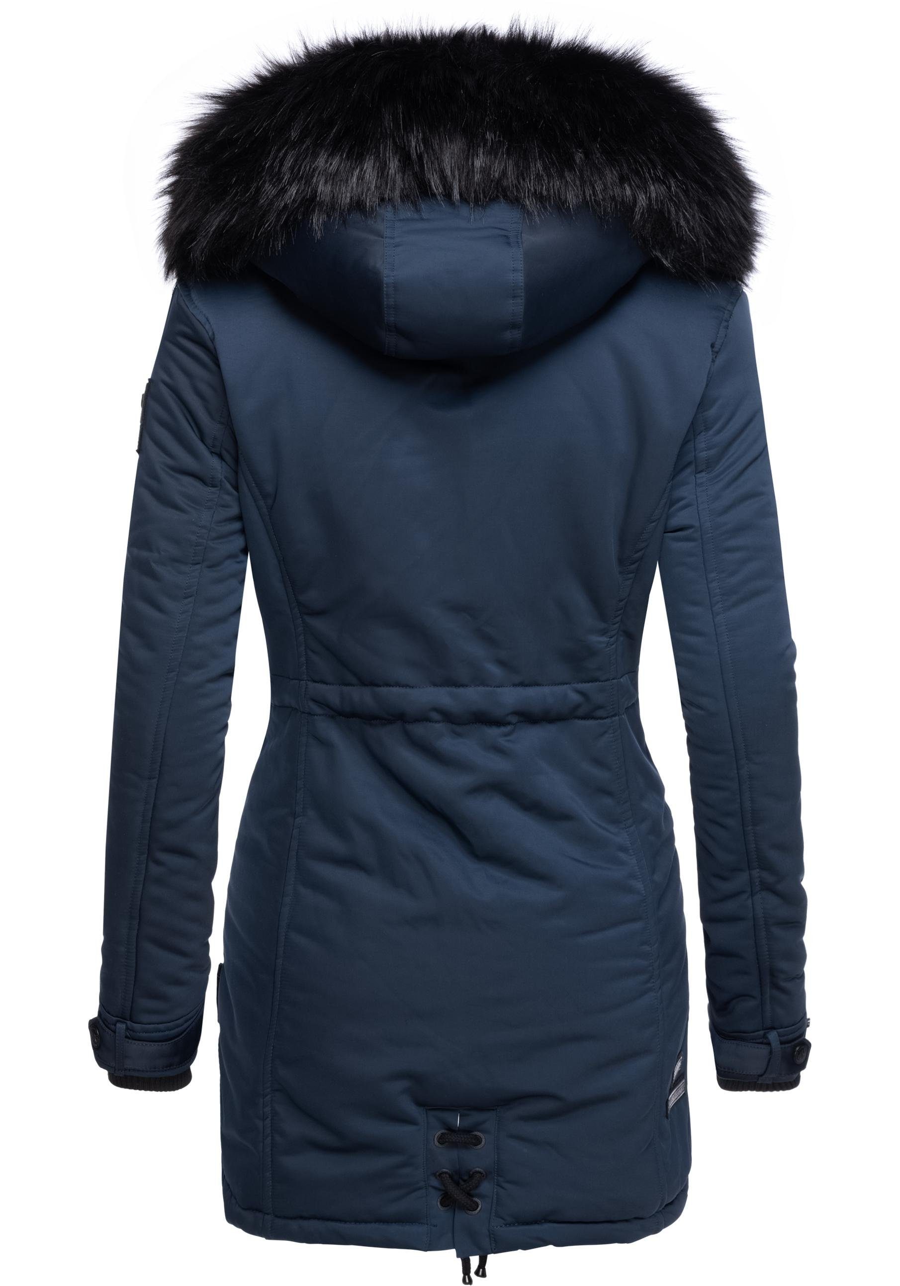 Navahoo Wintermantel Luluna Prc edler Parka mit großer Kunstfellkapuze