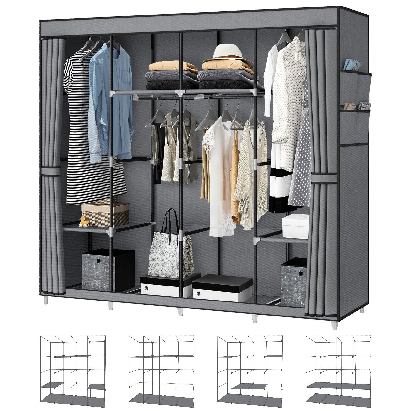 ElitVita Stoffschrank Kleiderschrank Faltschrank, 170 x 175 x 45cm, mit Reg günstig online kaufen