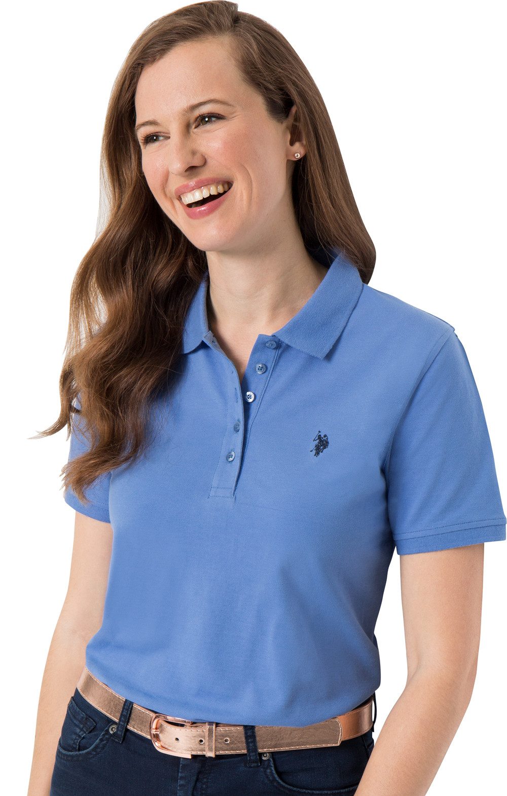 U.S. Polo Assn. Poloshirt Stretch-Piqué mit taillierte Passform