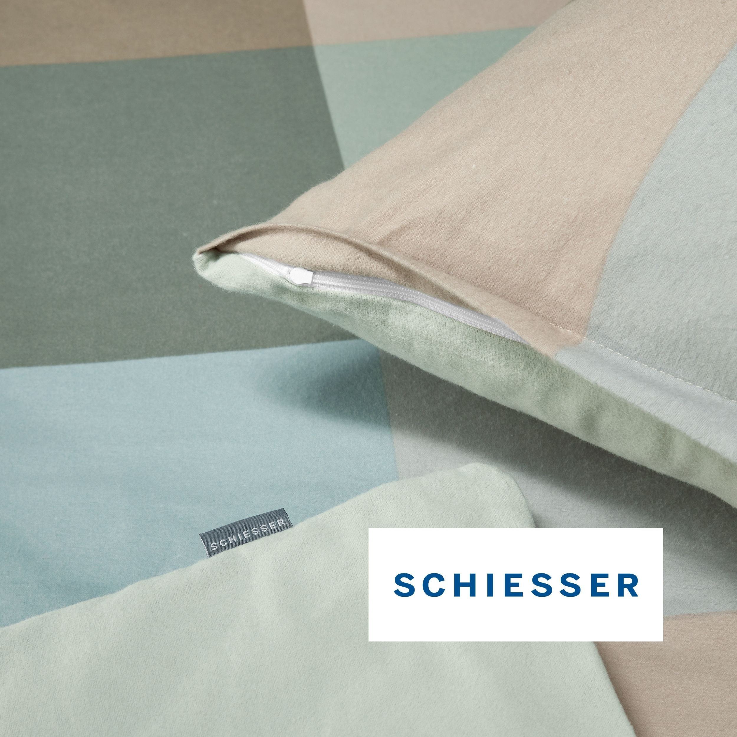Schiesser Wendebettwäsche Travis aus weicher Baumwolle in klassischem Karo, Feinbiber, 2 teilig, OEKO-TEX® MADE IN GREEN – Bild 4 von 5