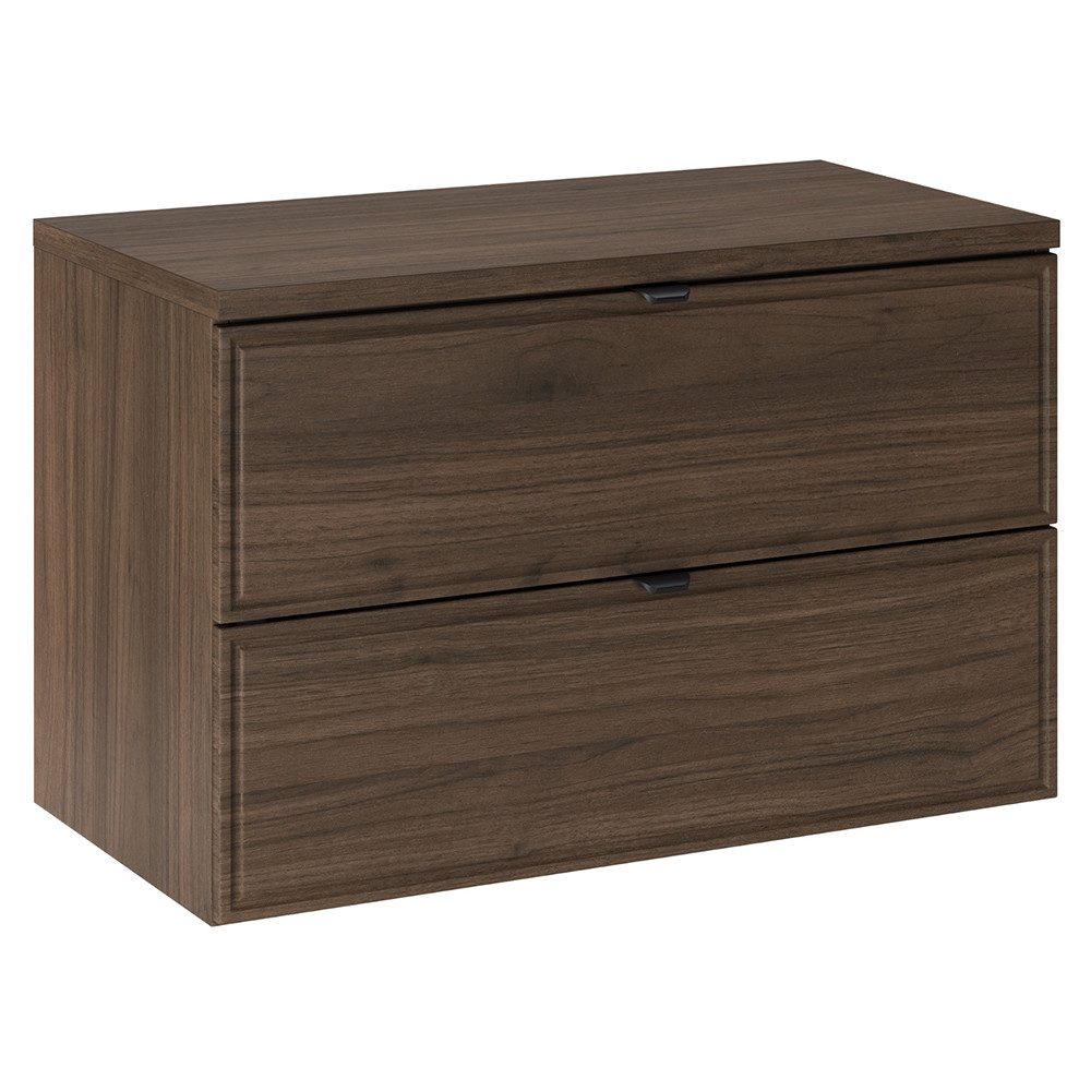 Lomadox Waschbeckenschrank TEMUCO-56-WALNUT 80 cm breit, in Walnuss mit Rahmenfräsung, wandhängend