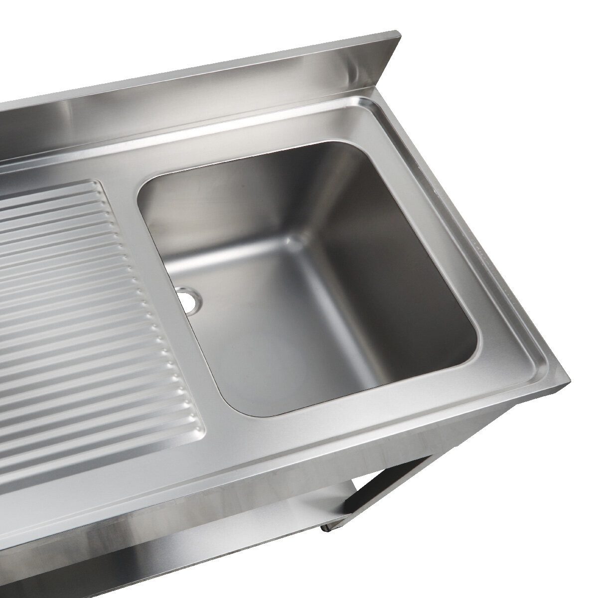 GastroHero Arbeitstisch Spültisch 100x60 cm - Edelstahl mit Becken - Gastro - Spüle