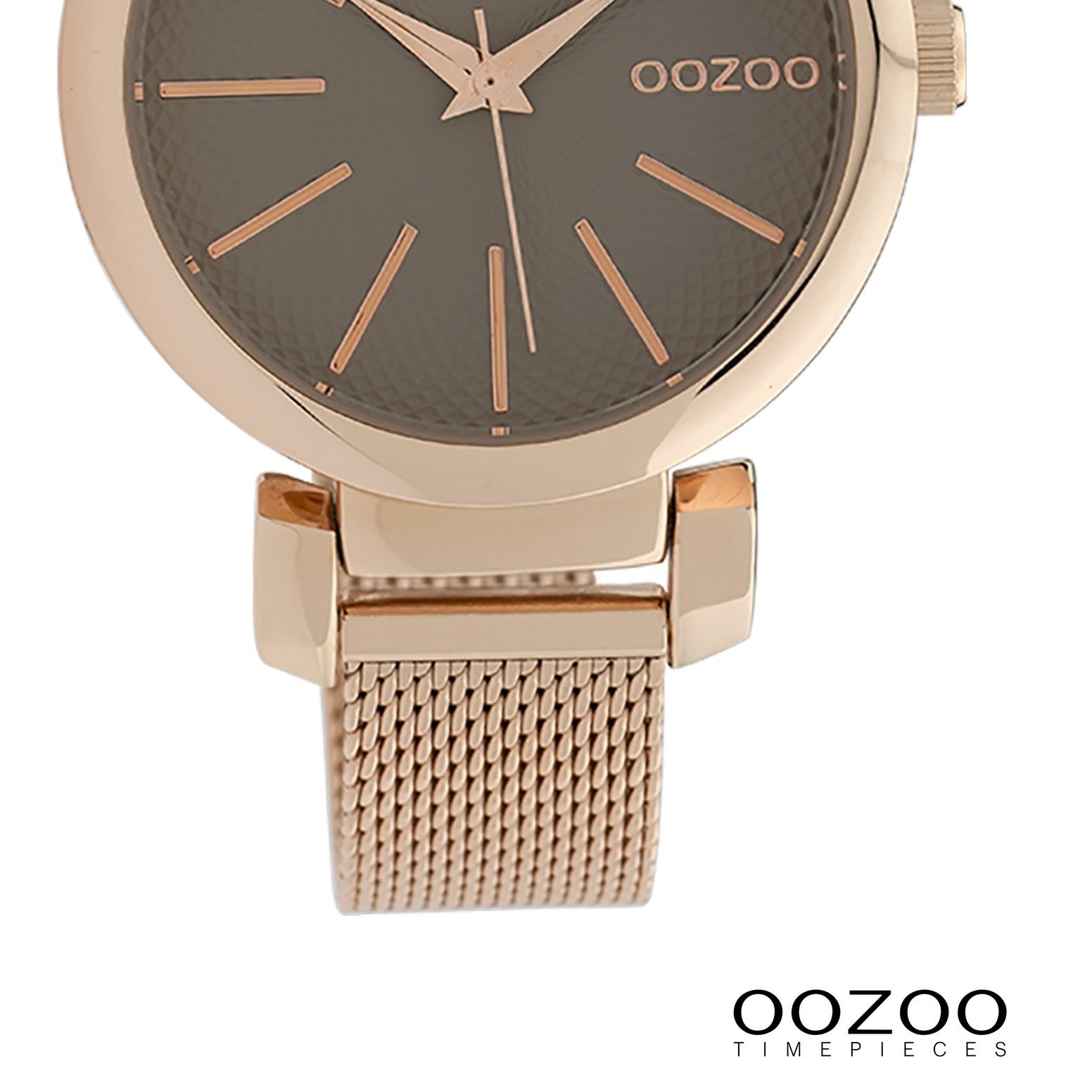 OOZOO Quarzuhr Oozoo (ca. Analog, Fashion-Style, Damenuhr Timepieces Armbanduhr mittel Metallarmband, rund, Damen 36mm) Schiebeverschluss stufenlos verstellbarer