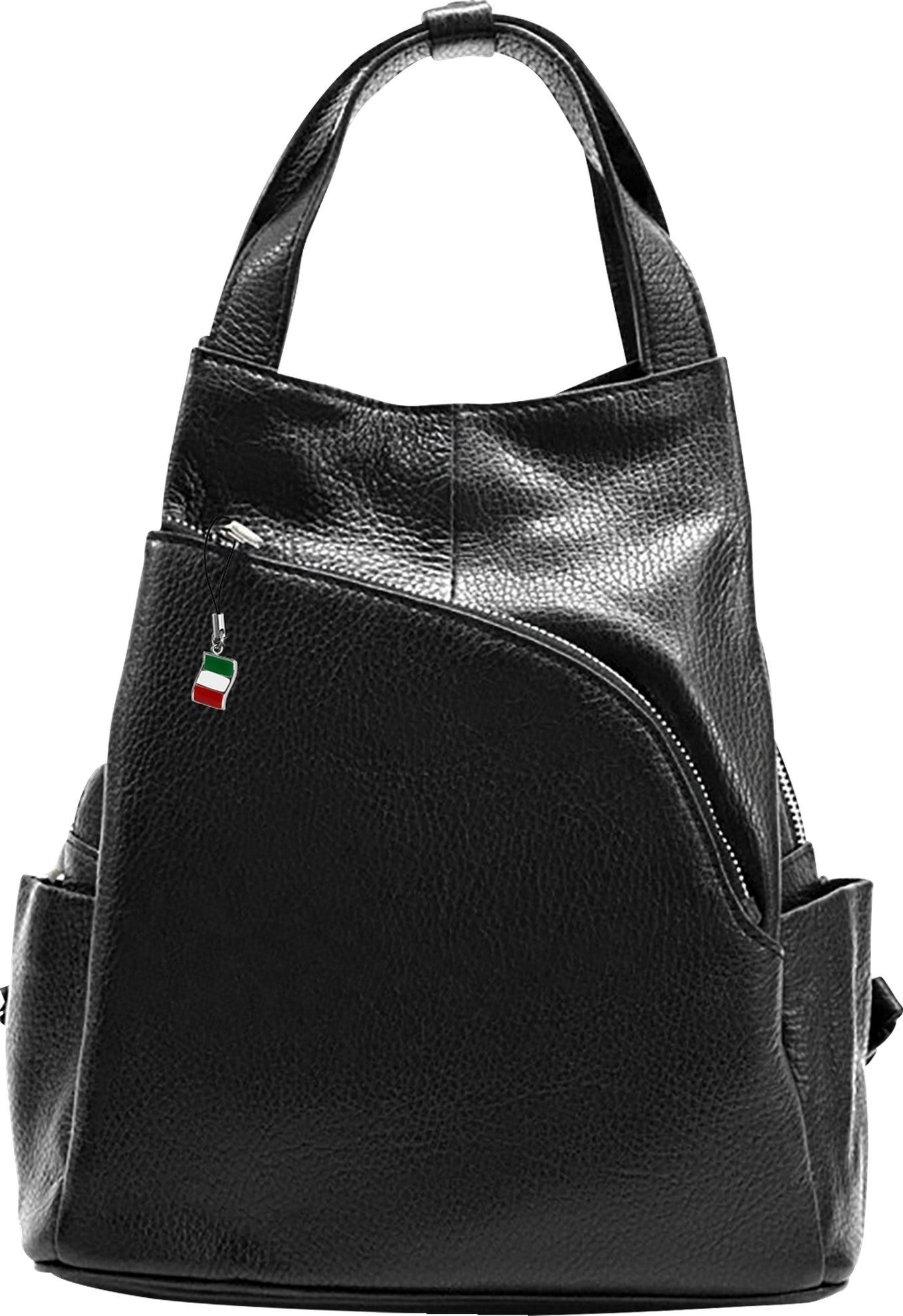 FLORENCE Cityrucksack Florence Rucksack Damen Echtleder (Cityrucksack), Damen Leder Cityrucksack, schwarz ca. 27cm