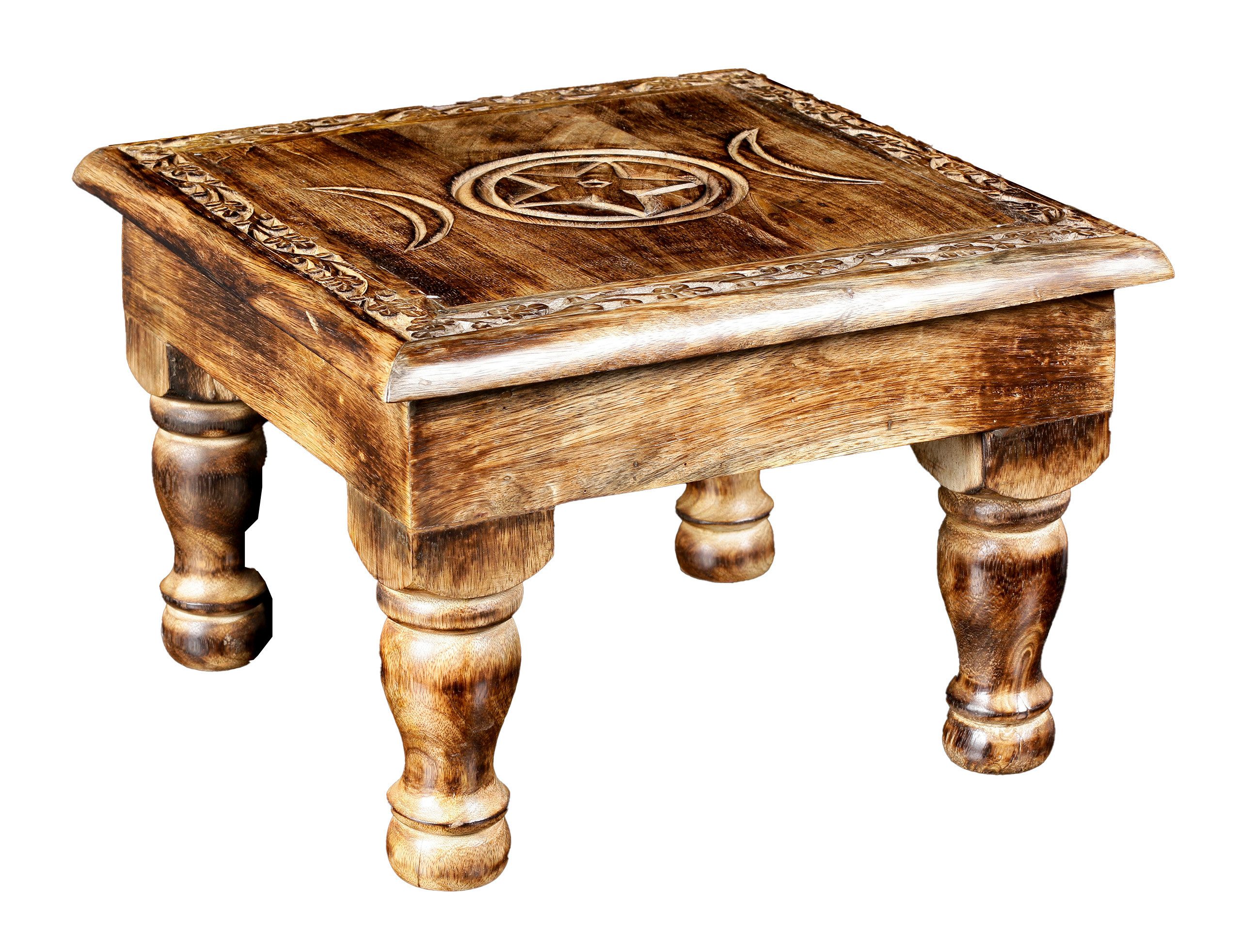 Figuren Shop GmbH Beistelltisch Tisch Altar - Triple Moon mit Verzierungen - Ritual Tischaltar