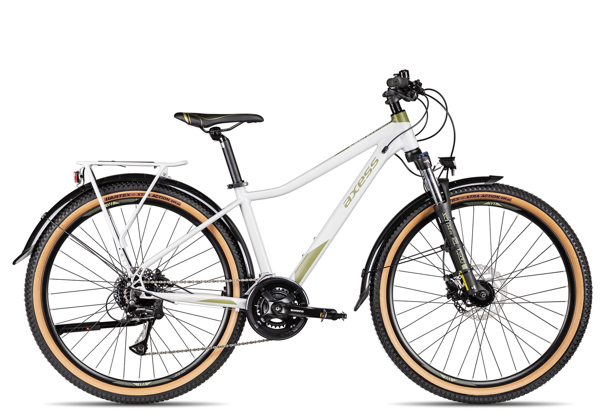 Axess Mountainbike LEENA Street, 16 Gang Shimano Acera M3020 8 speed Schaltwerk, Kettenschaltung, hydraulische Scheibenbremse weiß