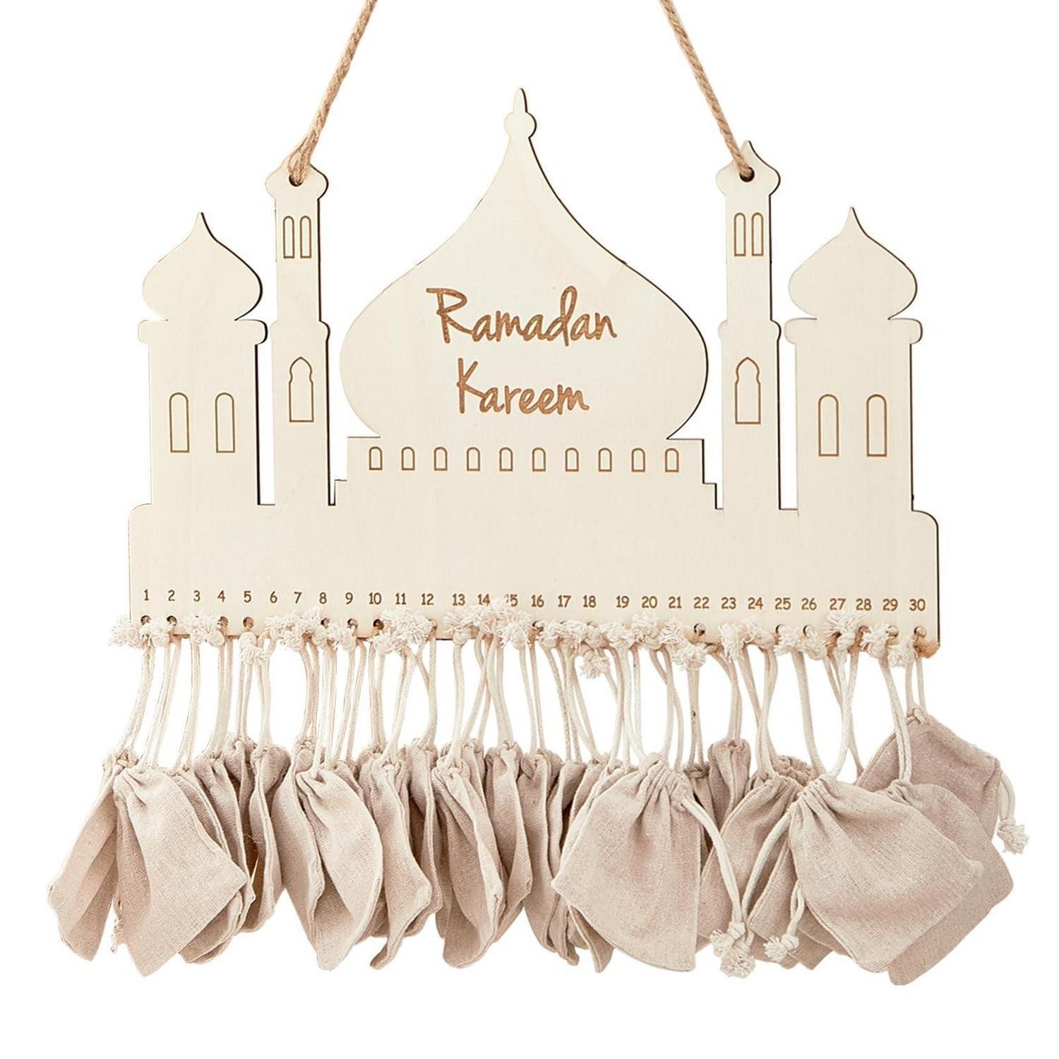 LuxusKollektion Countdown Kalender Ramadan Kalender Holz 30 Stofftaschen