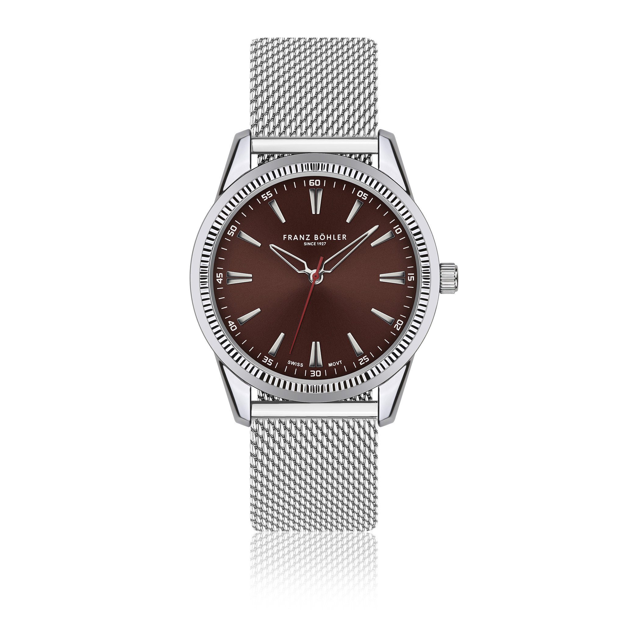FRANZ BÖHLER Quarzuhr BB5-B010S Rotsee Silver Mesh