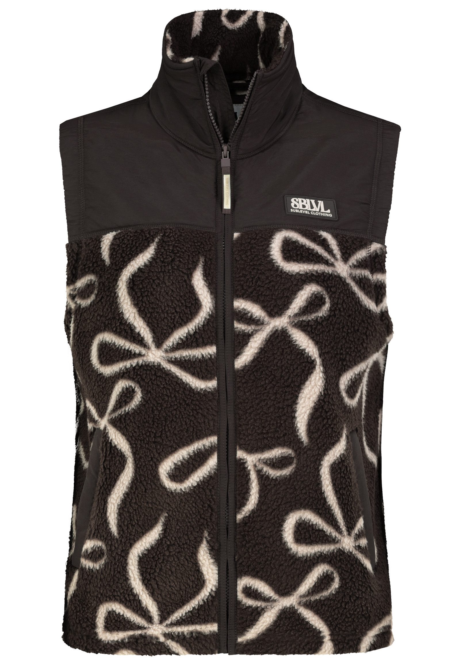 SUBLEVEL Fleeceweste Damen Outdoor Fleece Weste Stehkragen, Blumen- oder Leoprint