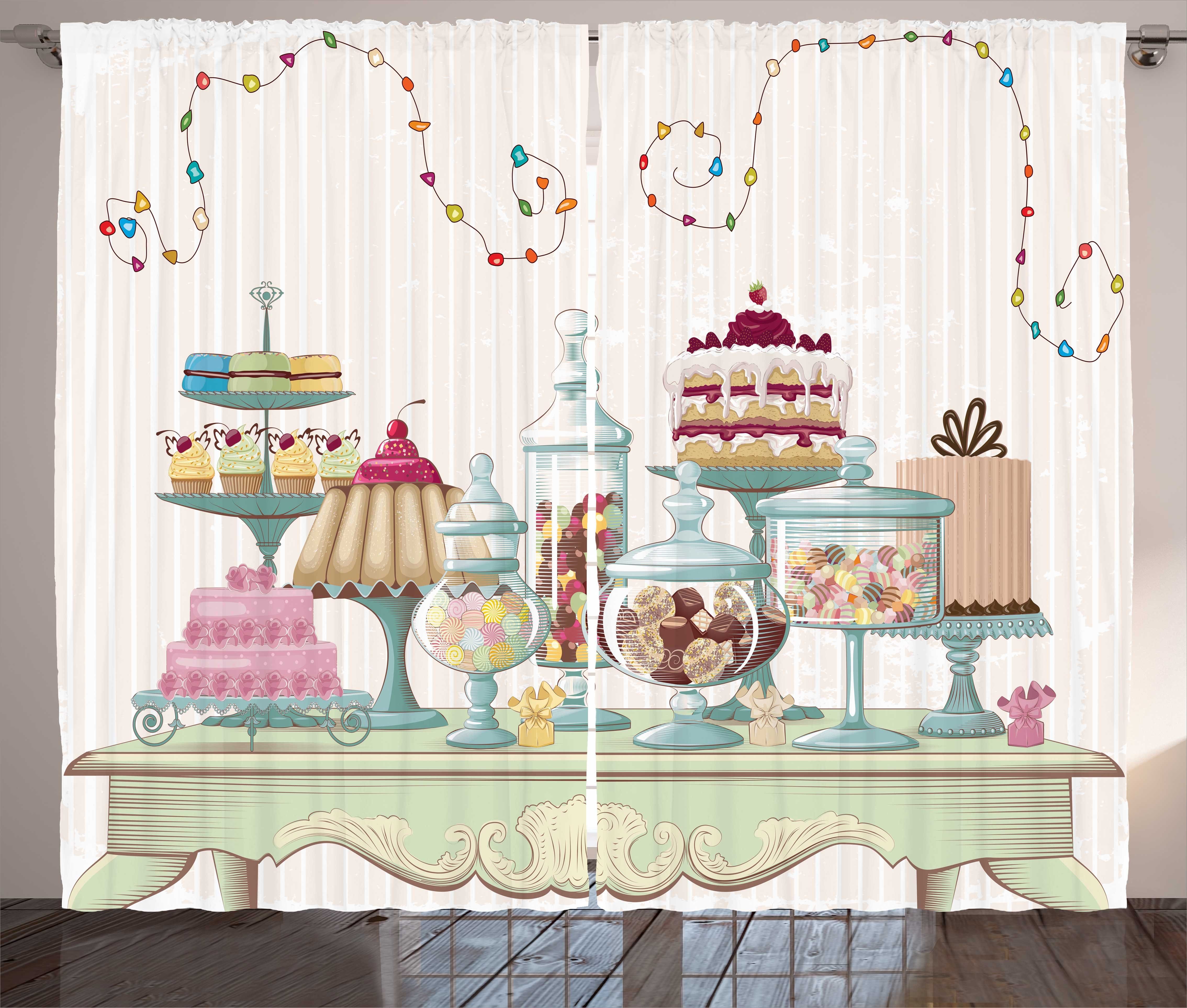 Gardine Schlafzimmer Kräuselband Plätzchen Kuchen Schlaufen Vorhang und Glasgläser einem Haken, Tisch auf mit Abakuhaus