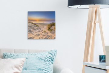 OneMillionCanvasses® Leinwandbild Düne - Sonnenuntergang - Horizont - Strand - Gras, (1 St), Leinwand Bilder für Wohnzimmer Schlafzimmer