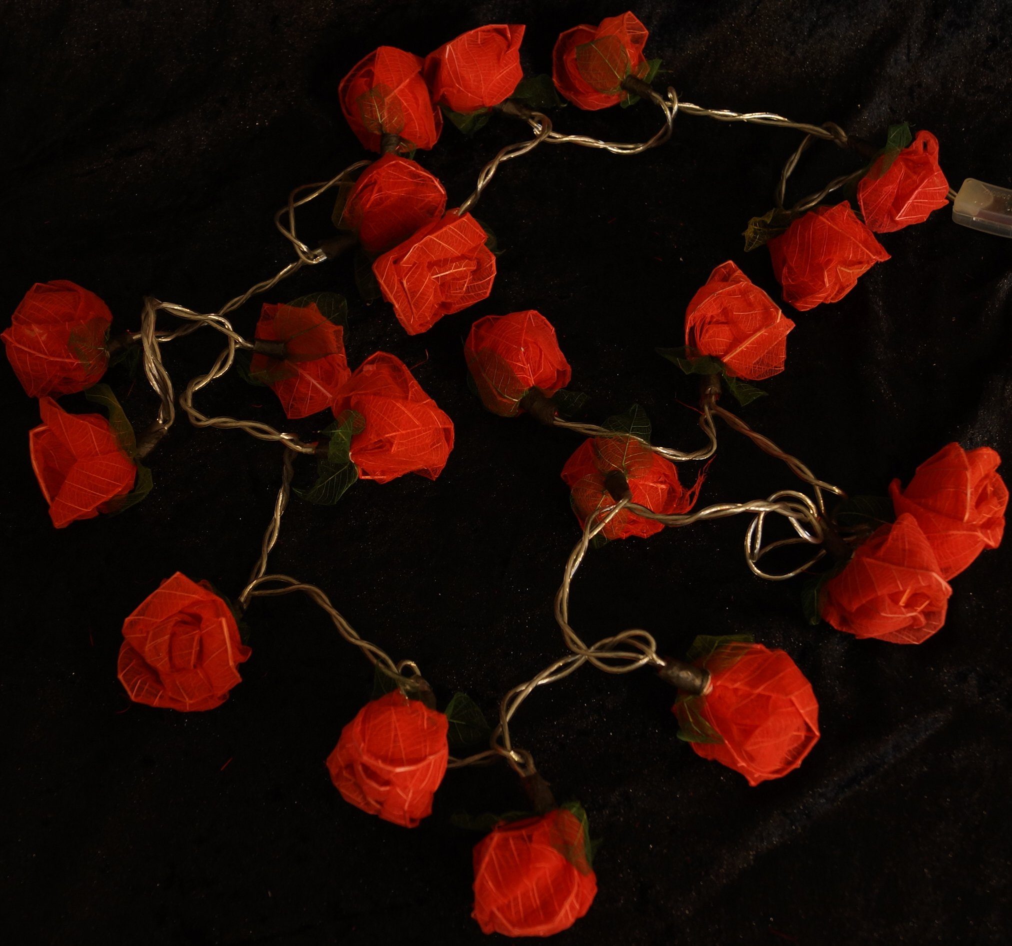 Guru-Shop LED-Lichterkette Blüten LED Lichterkette. - 20 Stk Rose orange/rot