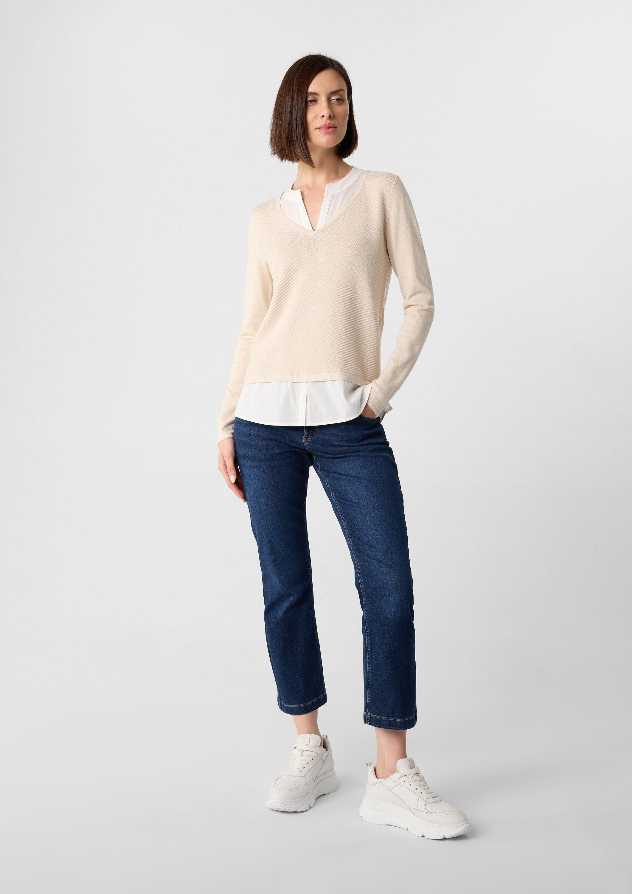 comma Longpullover Strickpullover 2-in-1-Pullover in Layering-Optik