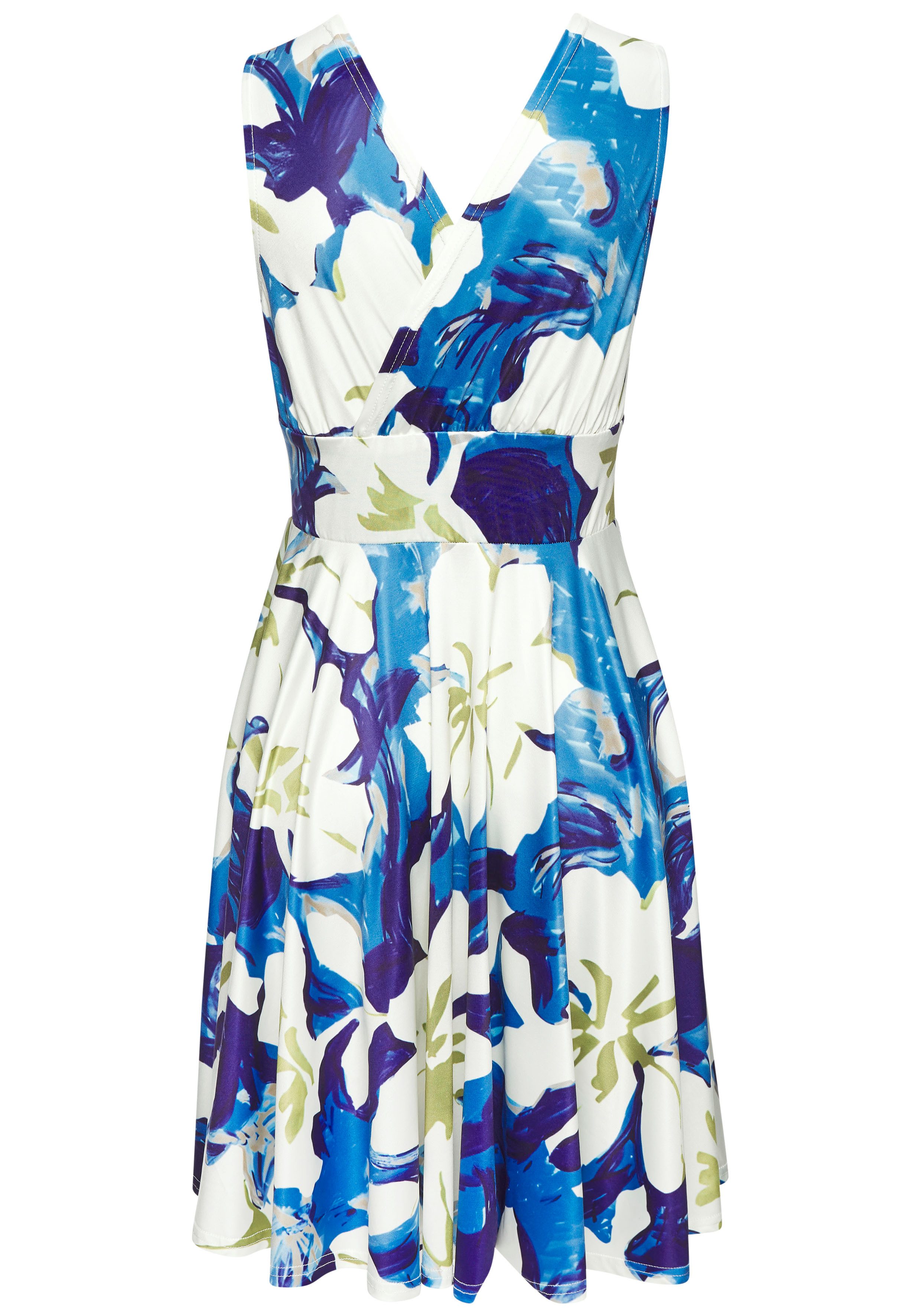 Vivance by Lascana Jerseykleid in Wickeloptik mit Blumendruck aus bügelfreier Ware tailliertes Minikleid, Sommerkleid, Druckkleid