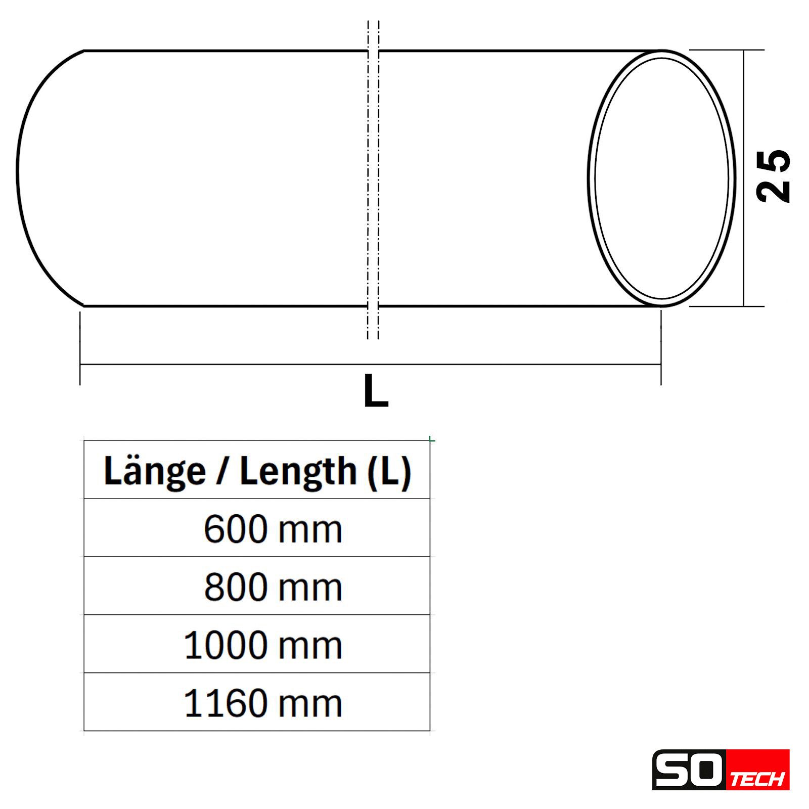 SO-TECH® Garderobenstange Kleiderstange chrom poliert Ø 25 mm, (Komplett-Set, 1 St), Länge 600 mm, inkl. 1 Paar konischen Schrankstangenlager – Bild 5 von 5